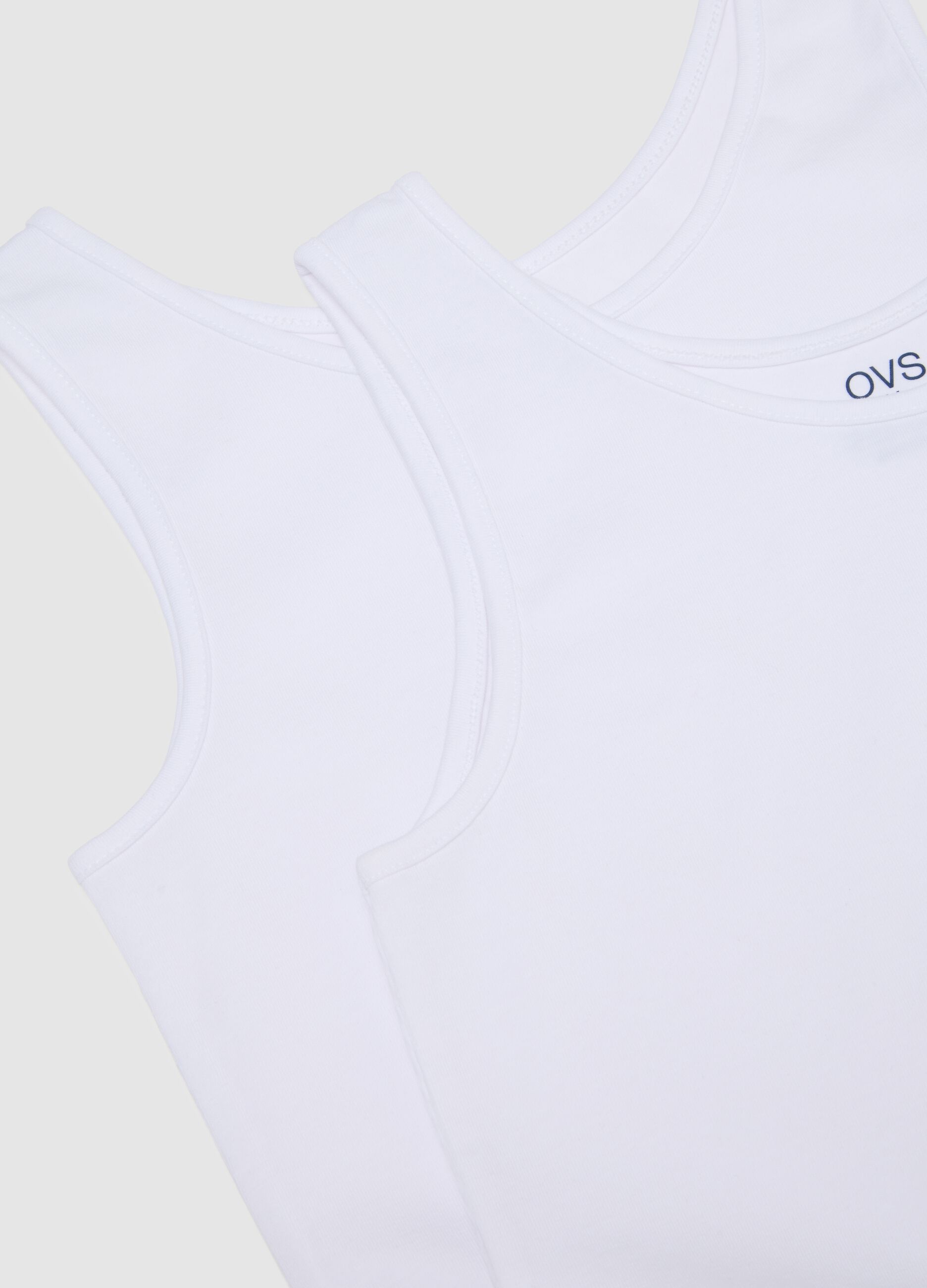 Set of two white cotton girls' vests with regular fit