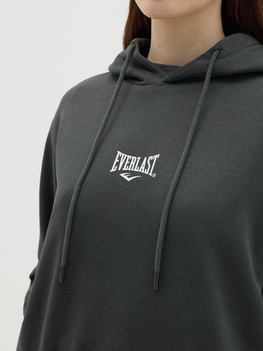 Grey swearshirt with hood and logo print_2