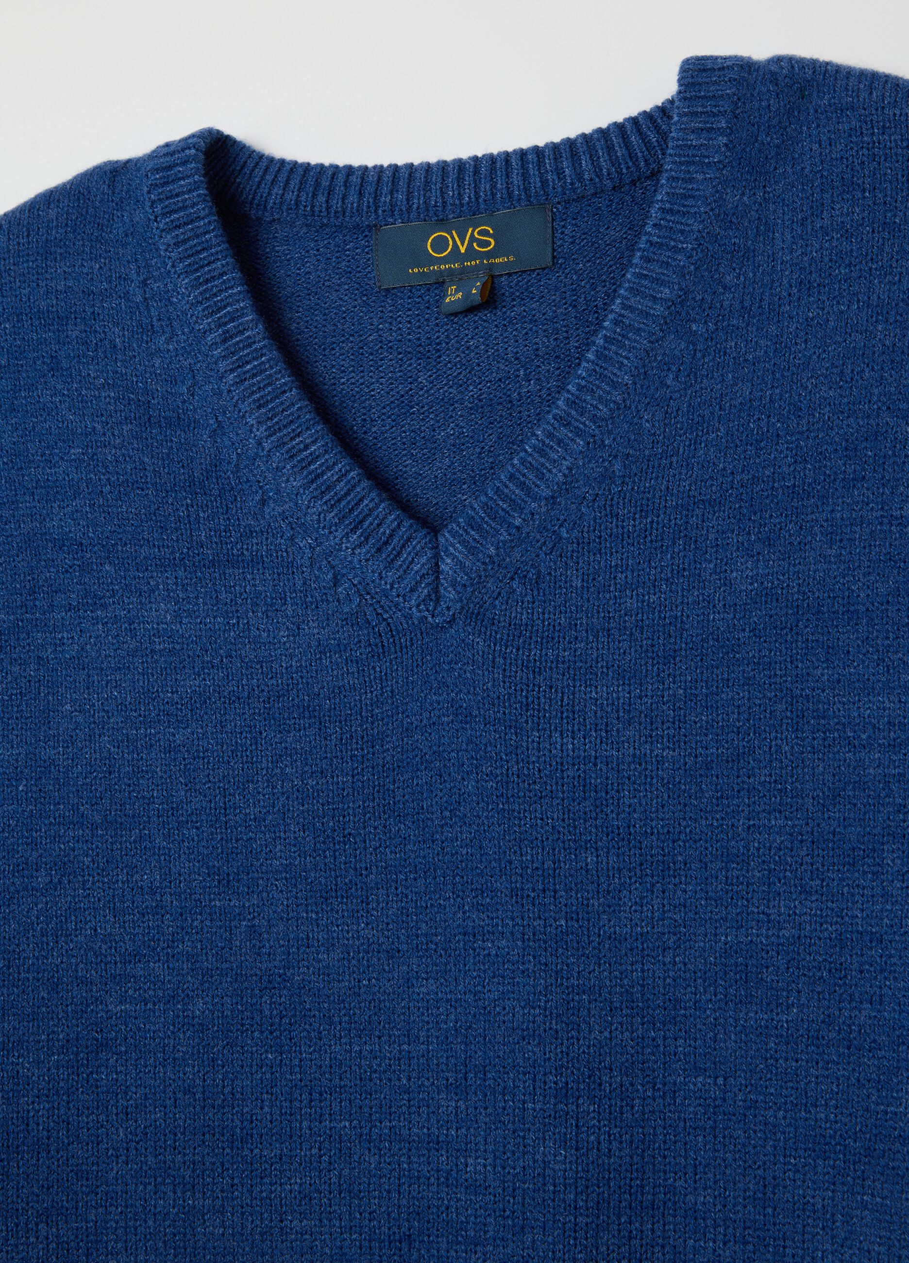 Blue V-neck sweater