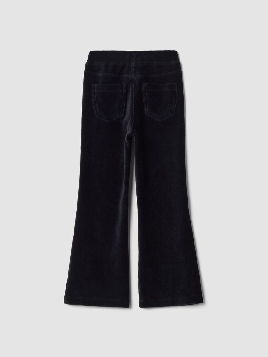 Black flared stretch cotton trousers_1