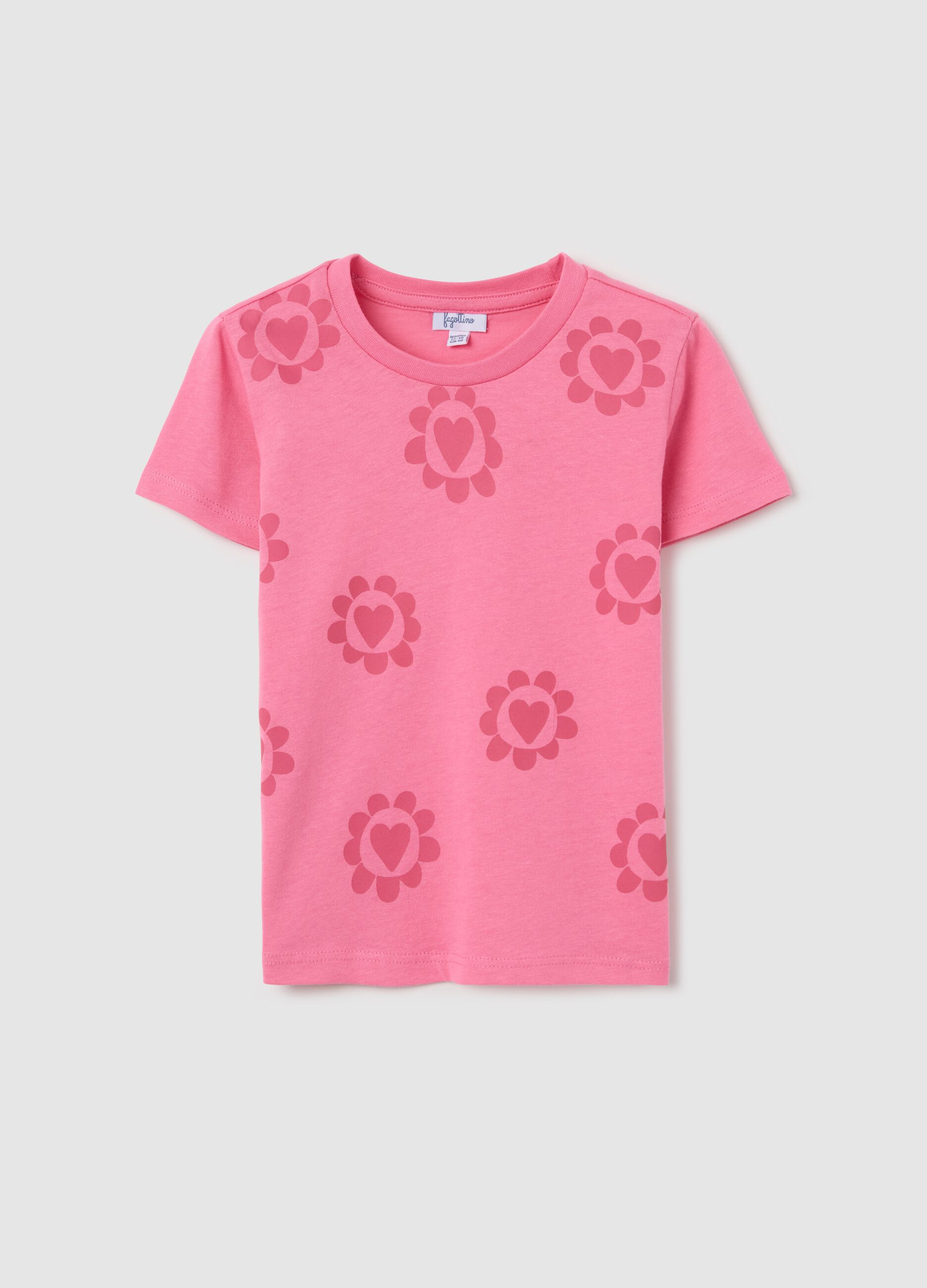 Pink T-shirt in cotton with print