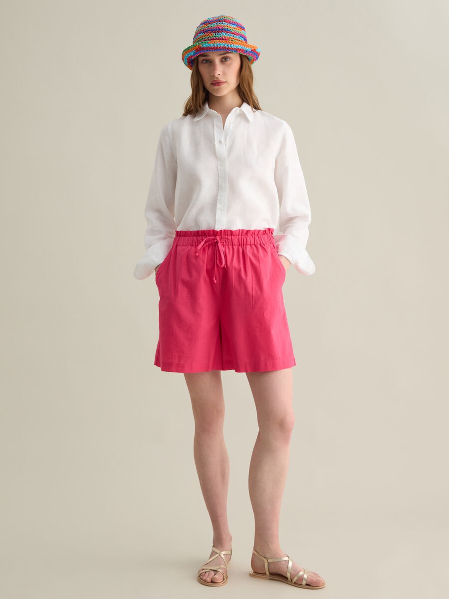 Women's pure cotton pink shorts with regular fit_0