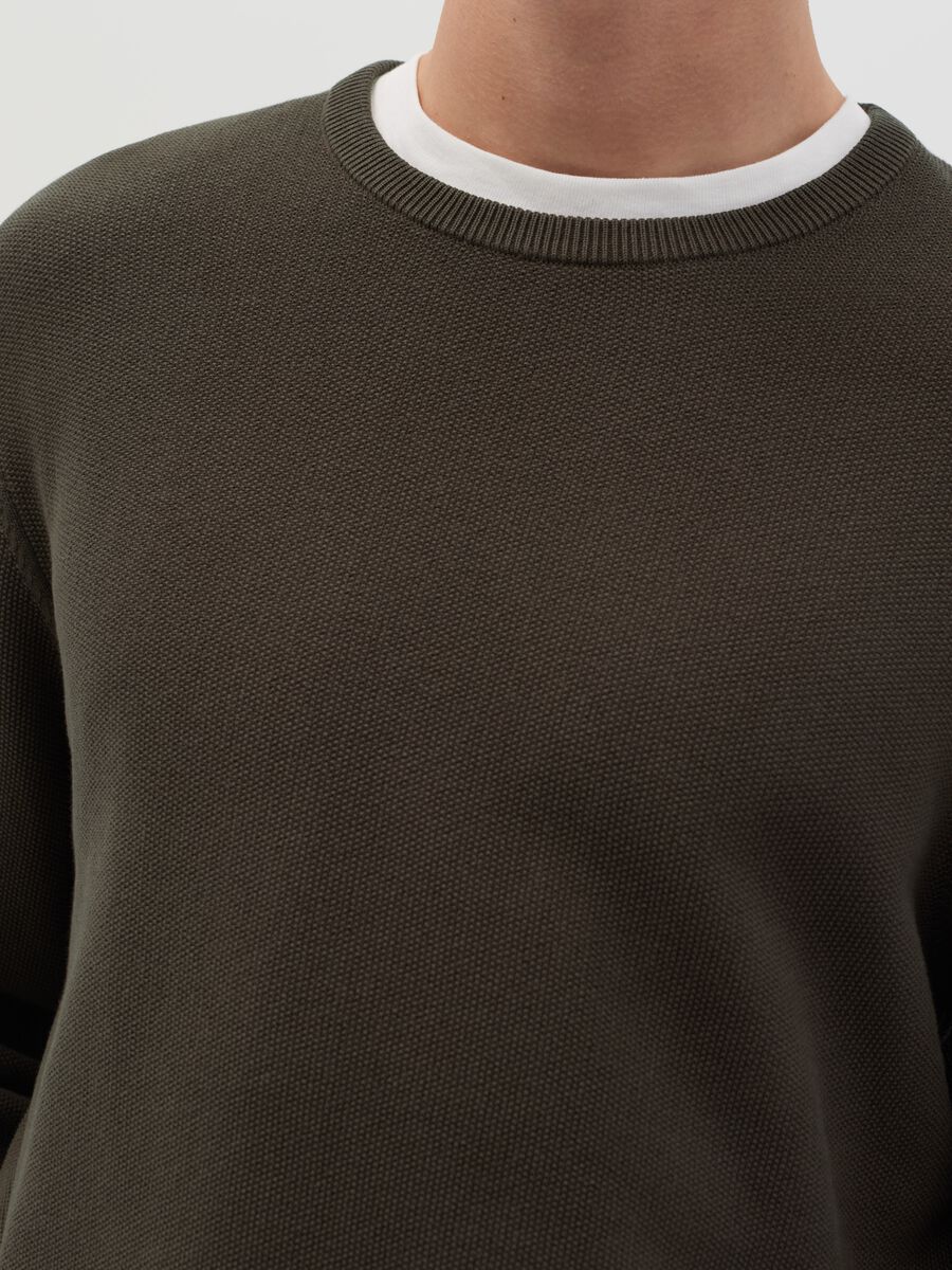 Cotton pullover with micro weave_2
