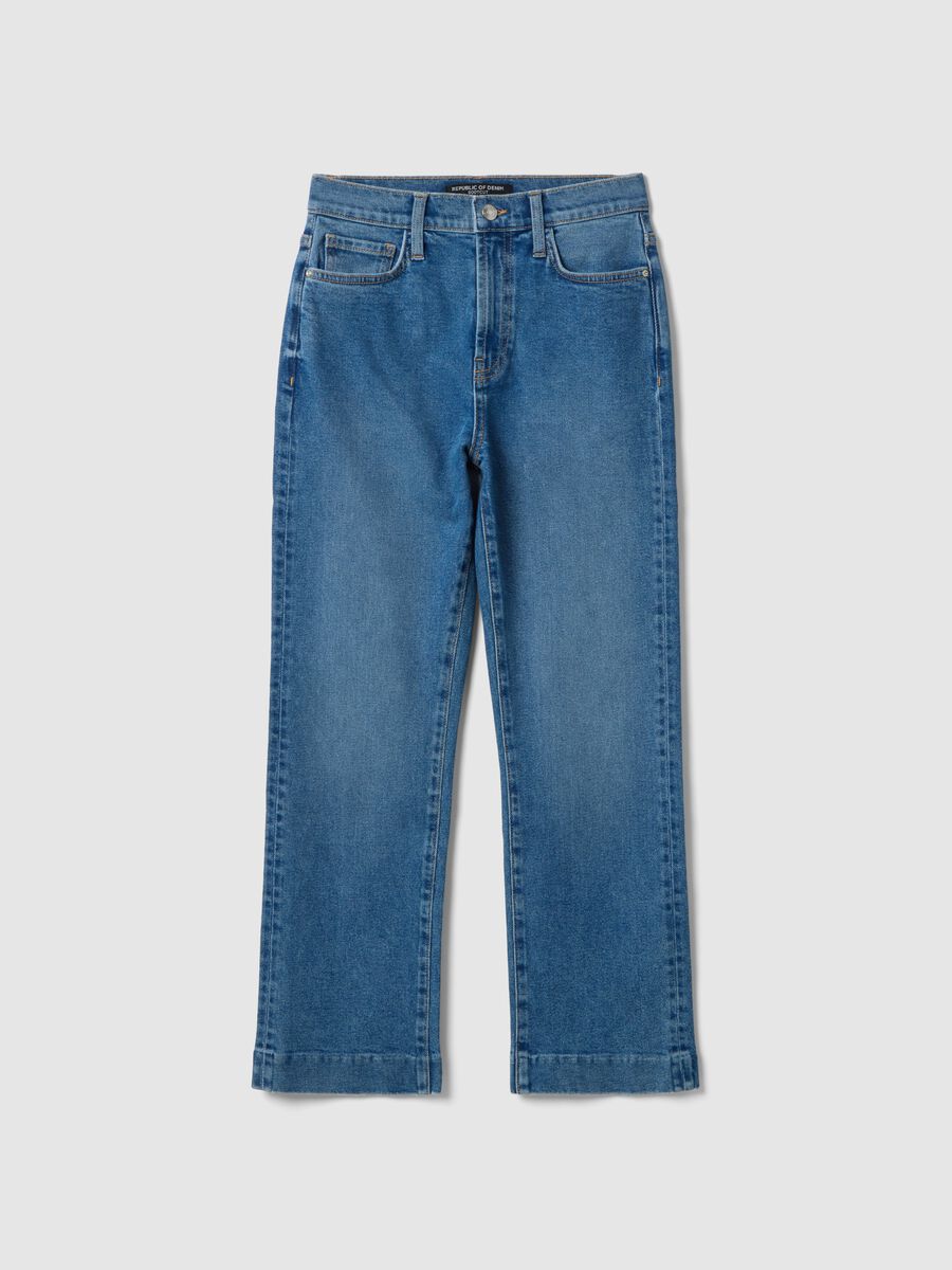 Jeans bootcut in cotone denim elasticizzato blu_4