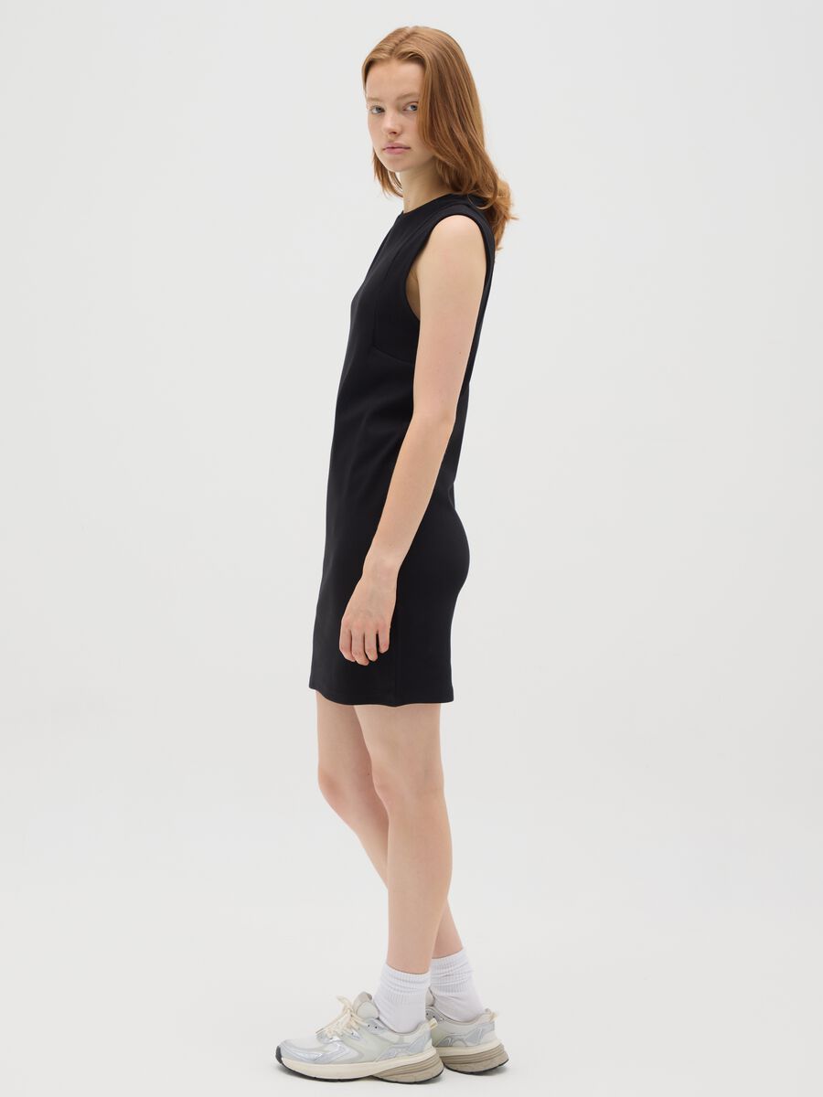 Women's Black Stretch Cotton Fitted Dress_1