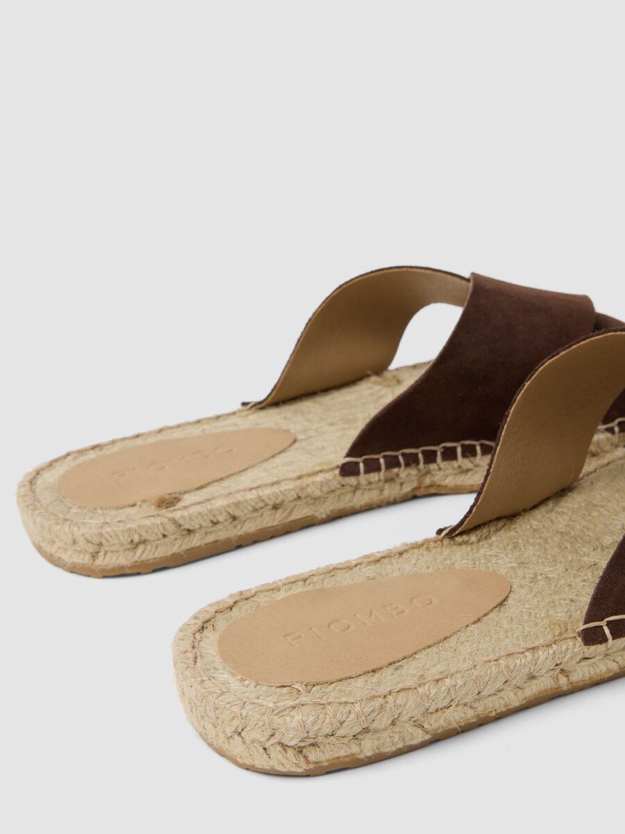 Brown genuine leather slides_3