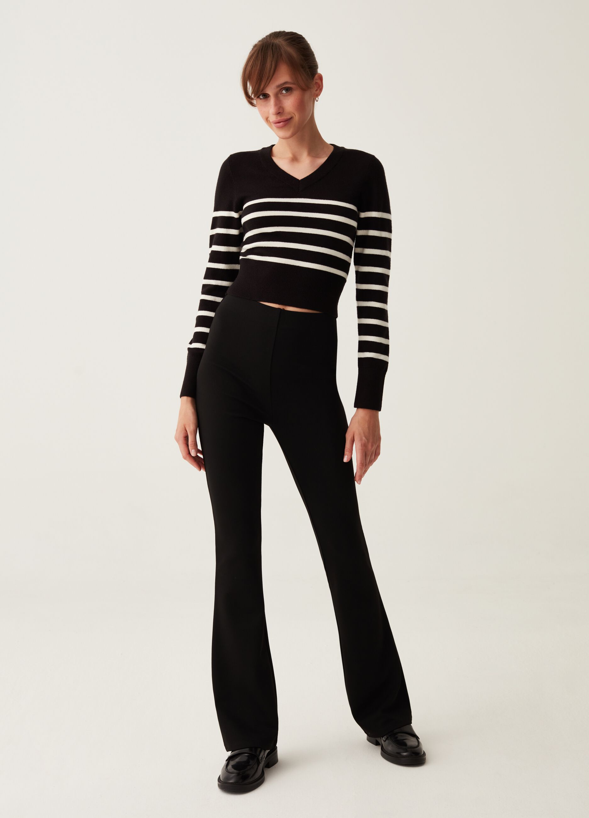 Leggings flare fit a vita alta_0