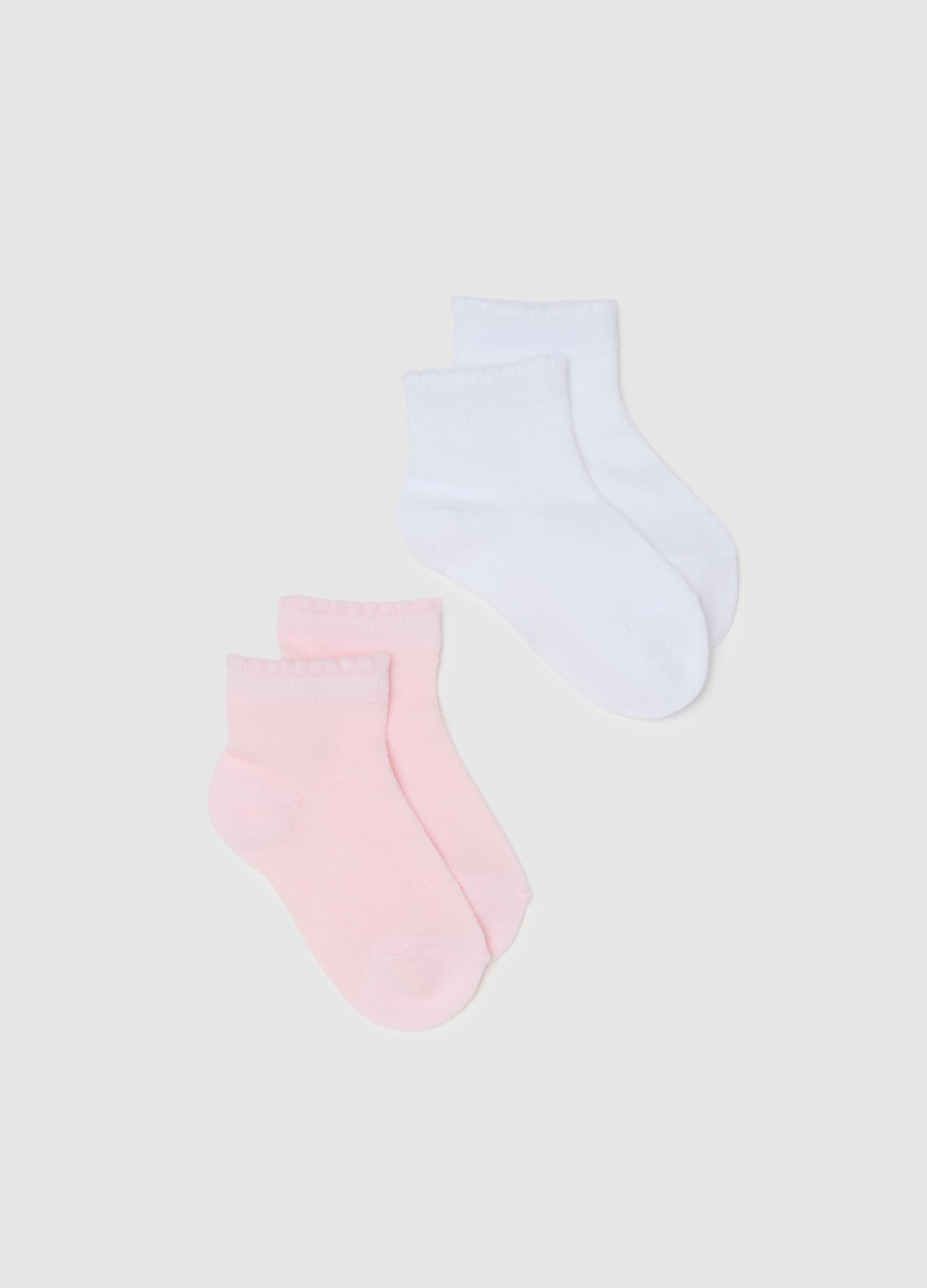 Twin pack of regular fit multicolour cotton blend short socks for newborns