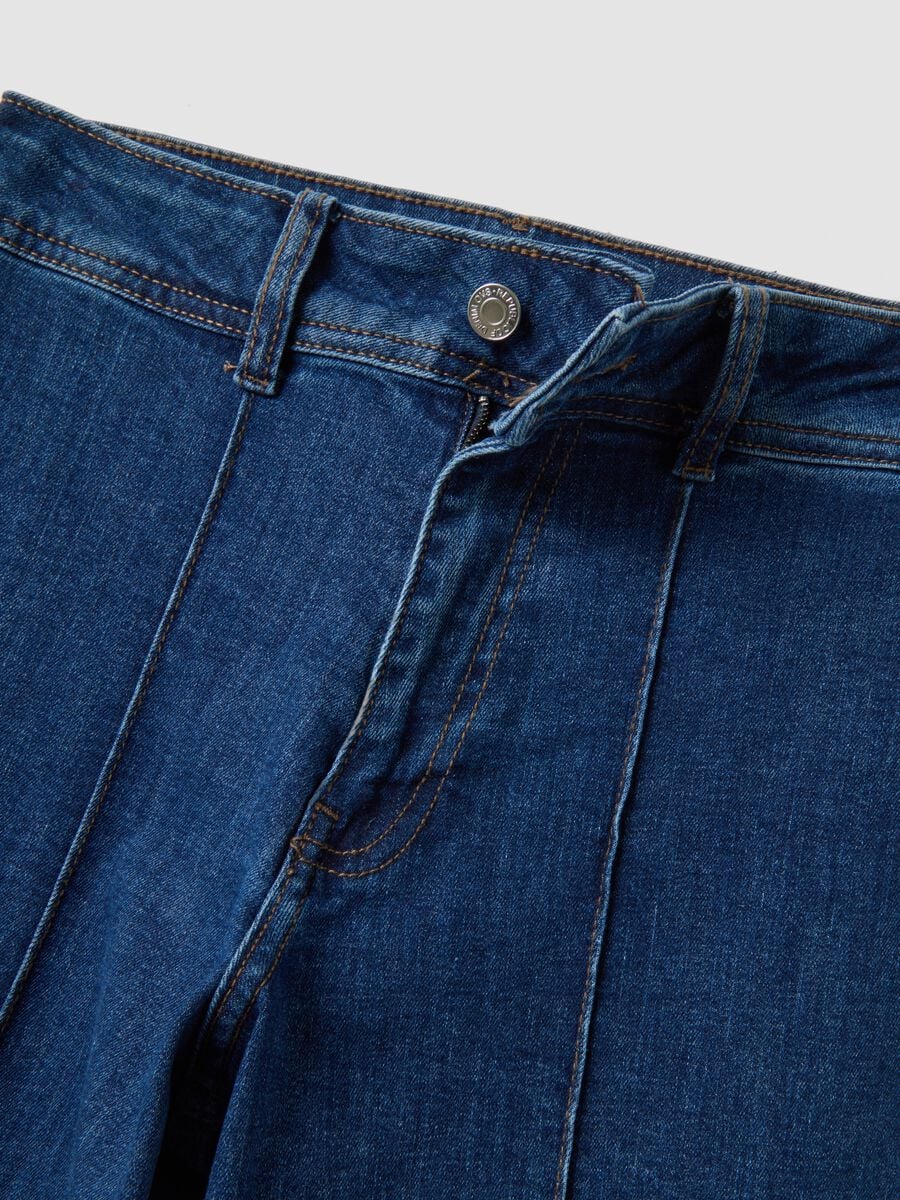 Jeans blu wide leg in cotone elasticizzato_5