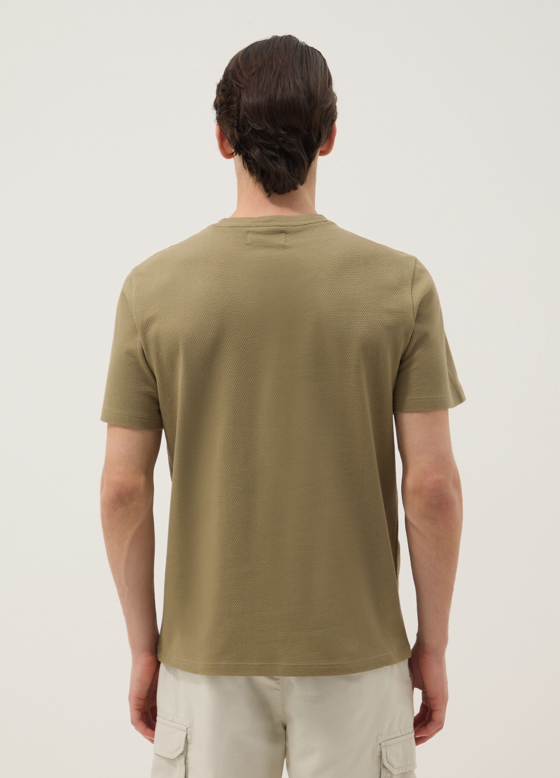 Green pure cotton short-sleeve T-shirt
