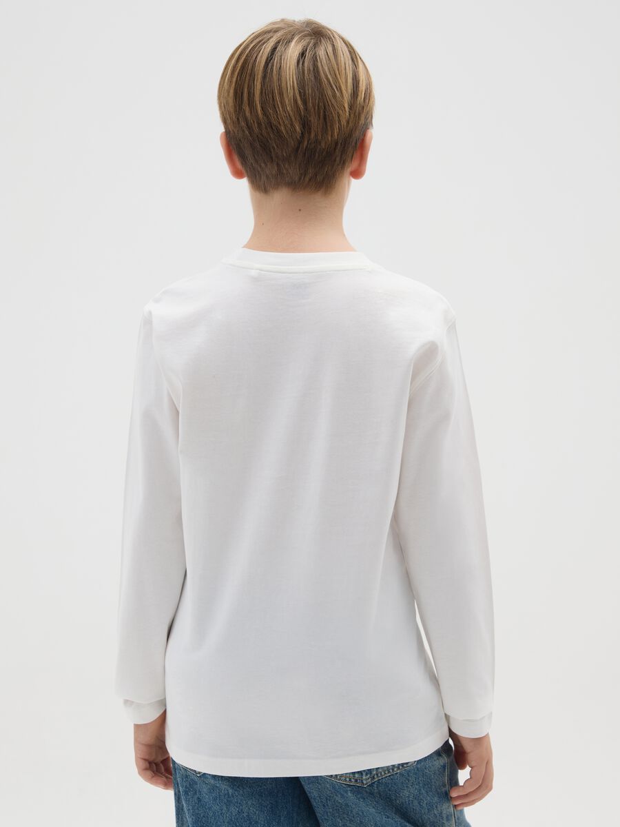 T-shirt da ragazzo in puro cotone bianca regular fit_1