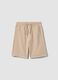 Beige pure cotton shorts with elasticated waist_0