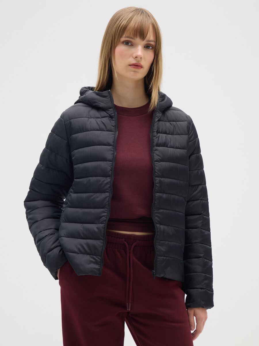 Giubbotto nero regular fit_0