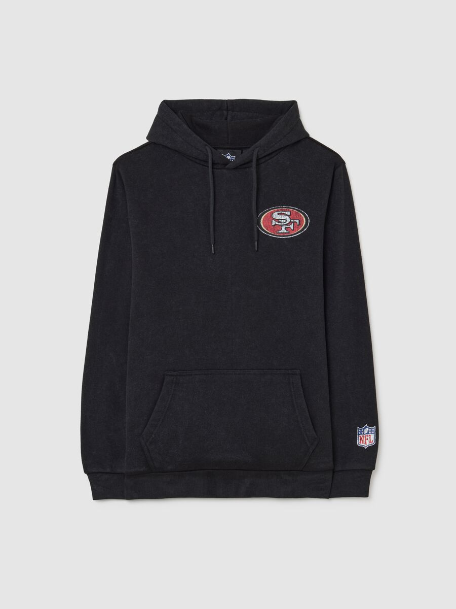 Black cotton blend hoodie with San Francisco 49ers logo_4