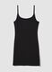 Abito fitted nero in modal elasticizzato a costine con spalline_4
