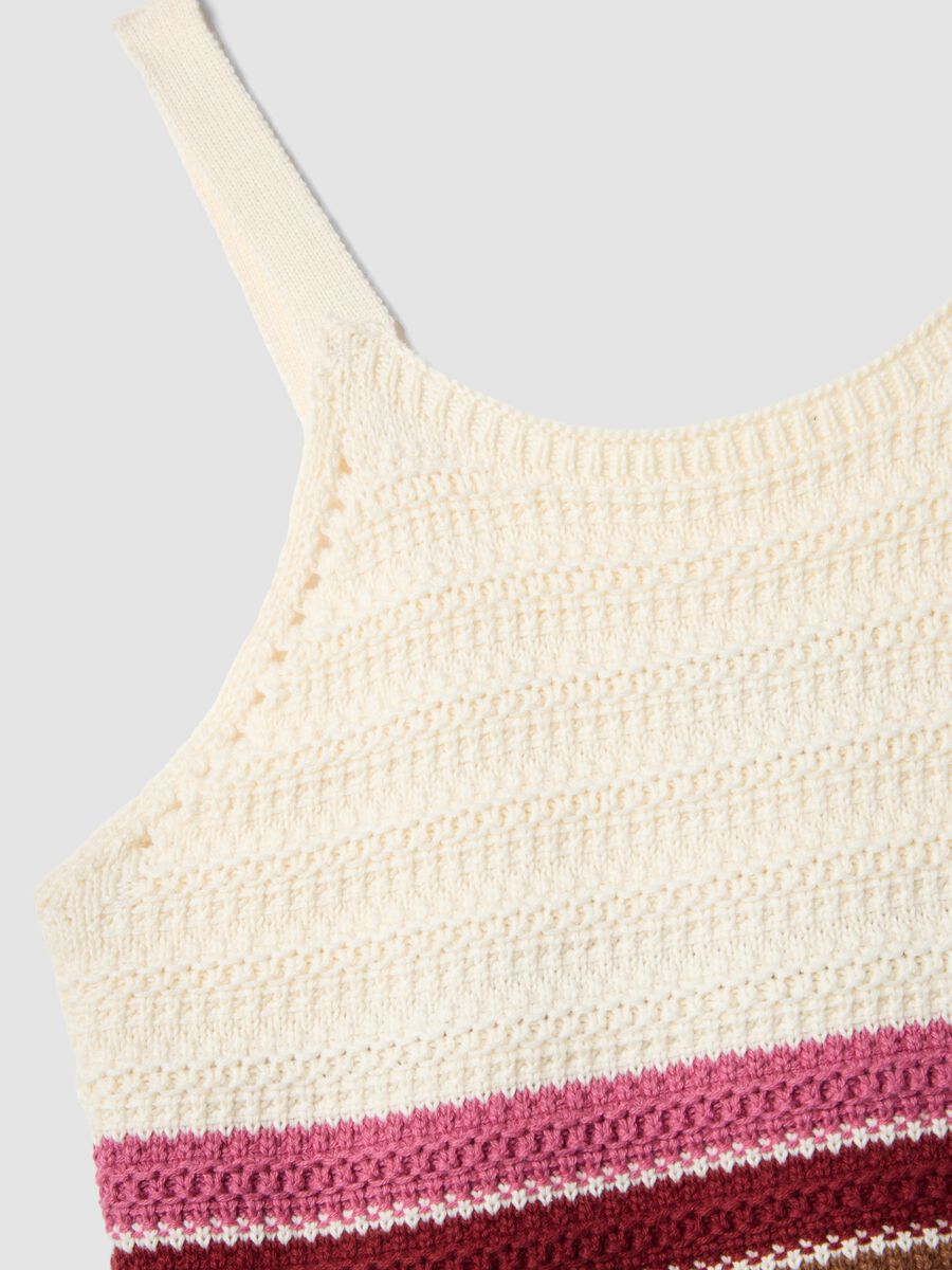 Fitted pure cotton multicolour striped knitted top_5