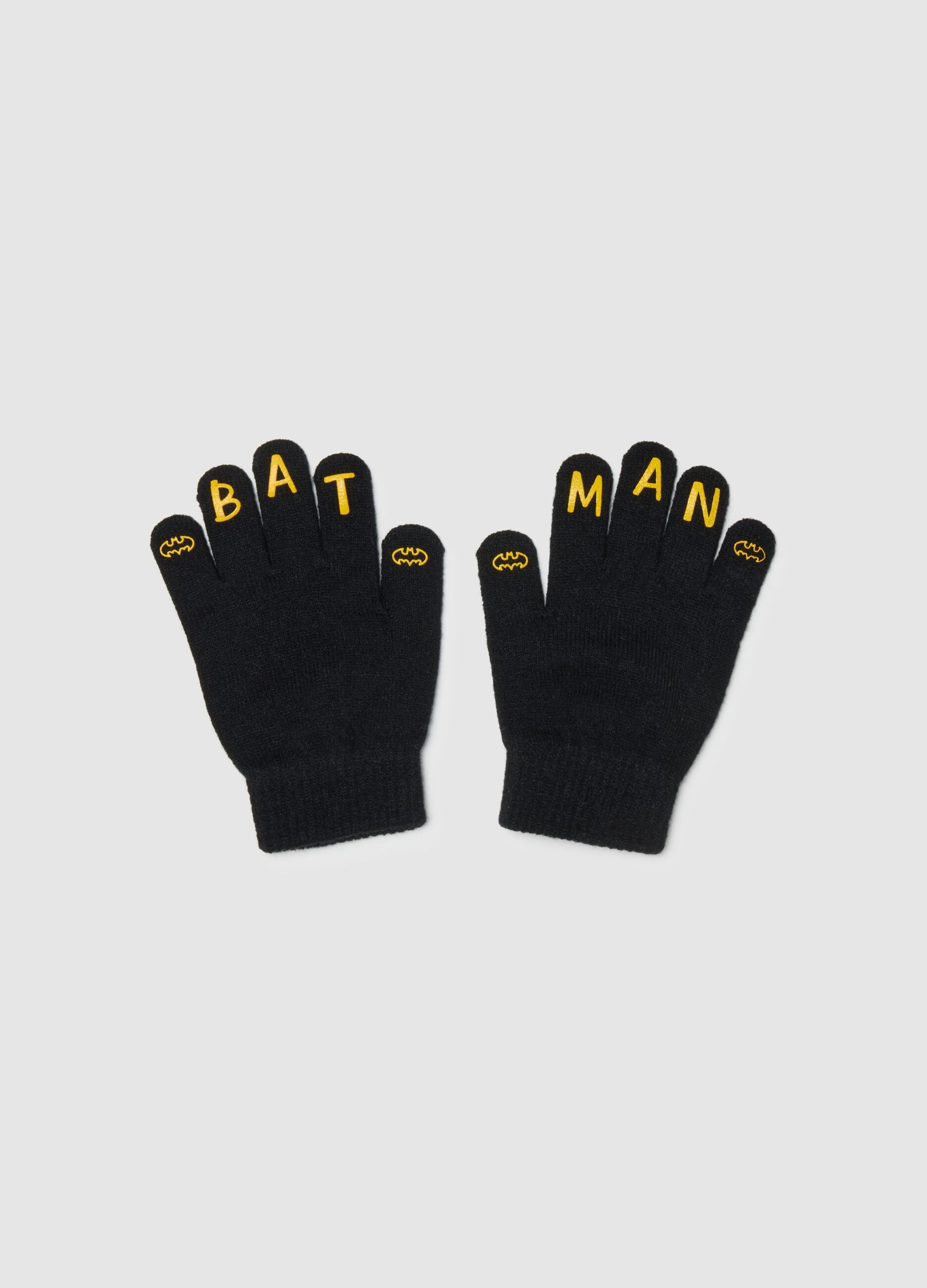 Black child gloves with Batman print