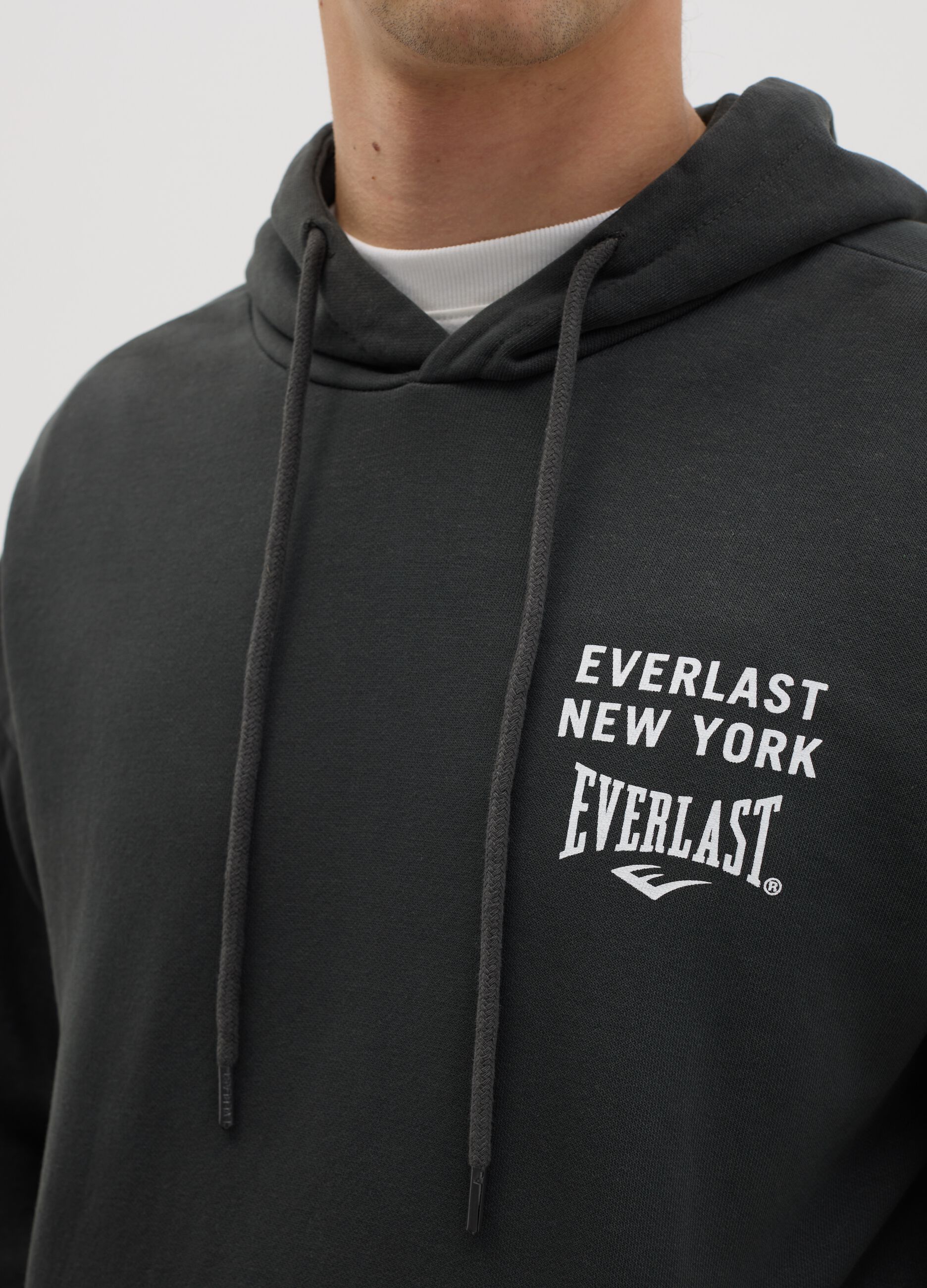 Grey sweatshirt with hood and logo print