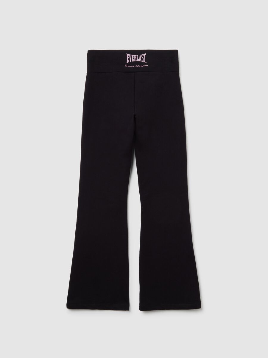 Leggings flare neri da ragazze in cotone elasticizzato_1