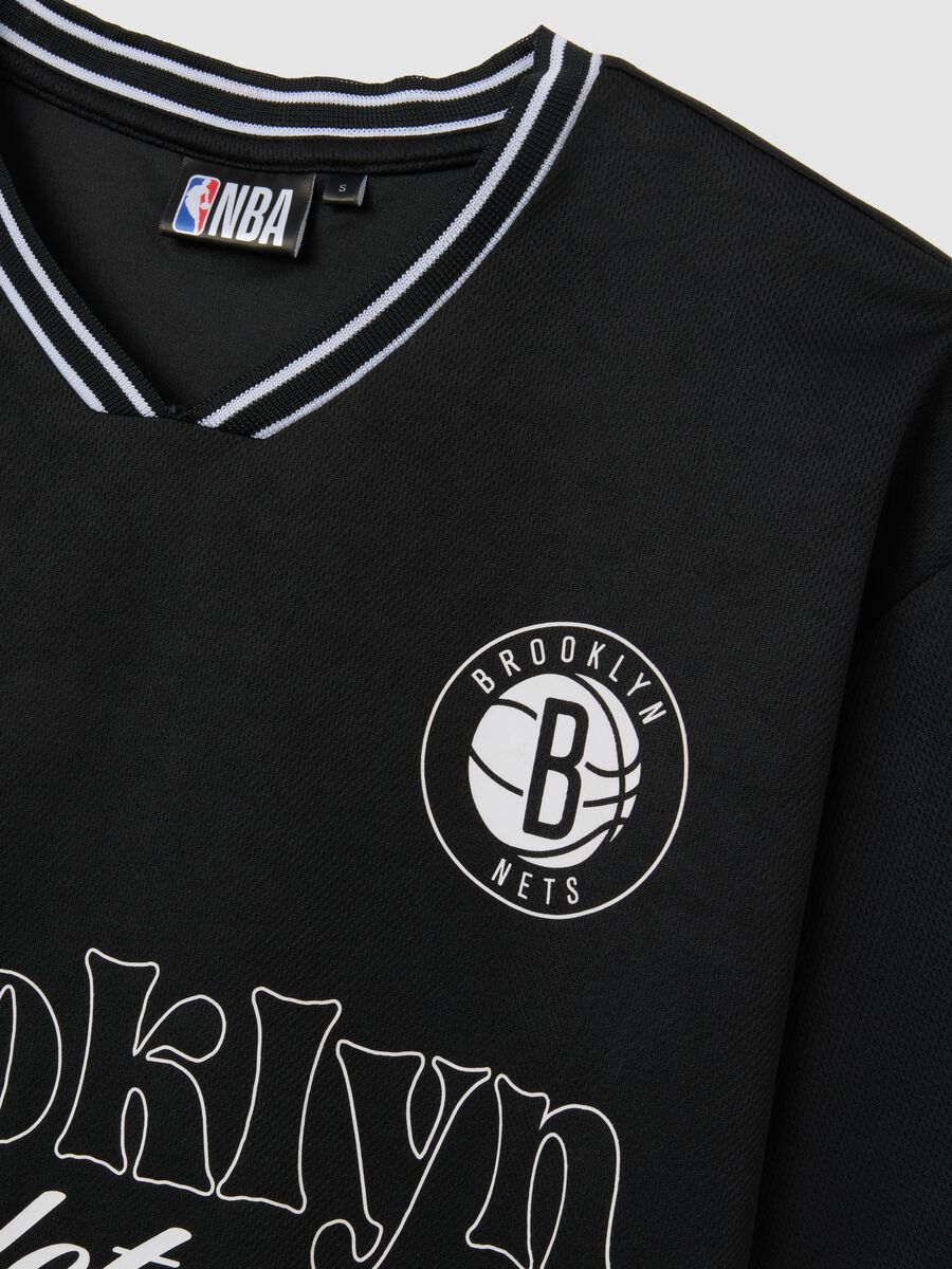 Short Sleeve Regular Fit Black T-shirt Brooklyn Nets_5