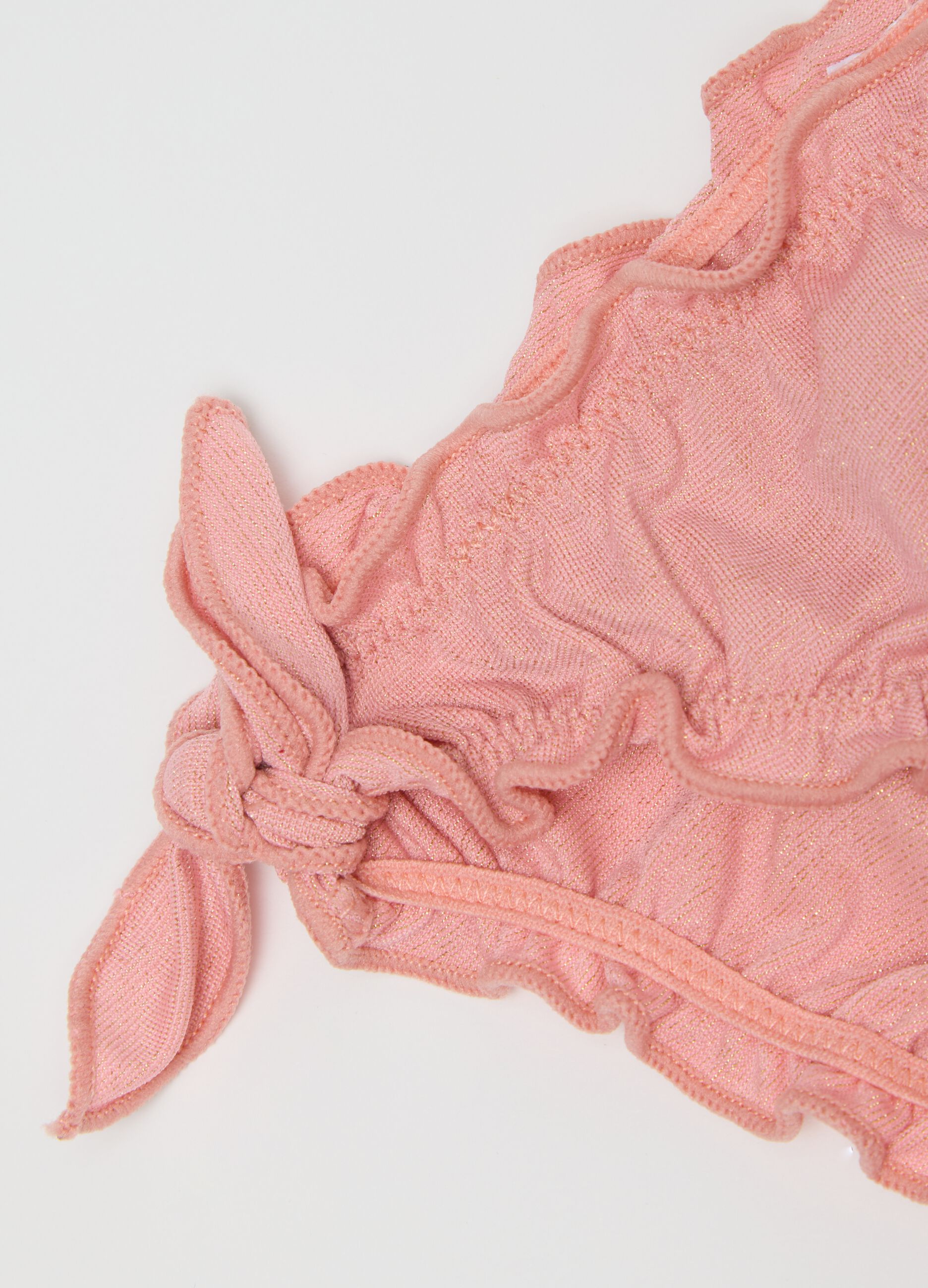 Girls' pink ruched bikini briefs in elastane blend