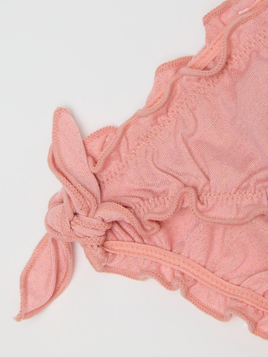 Girls' pink ruched bikini briefs in elastane blend_2