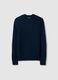 Long sleeve blue pure cotton pullover regular fit_4