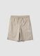Beige pure cotton shorts with elasticated waist_3