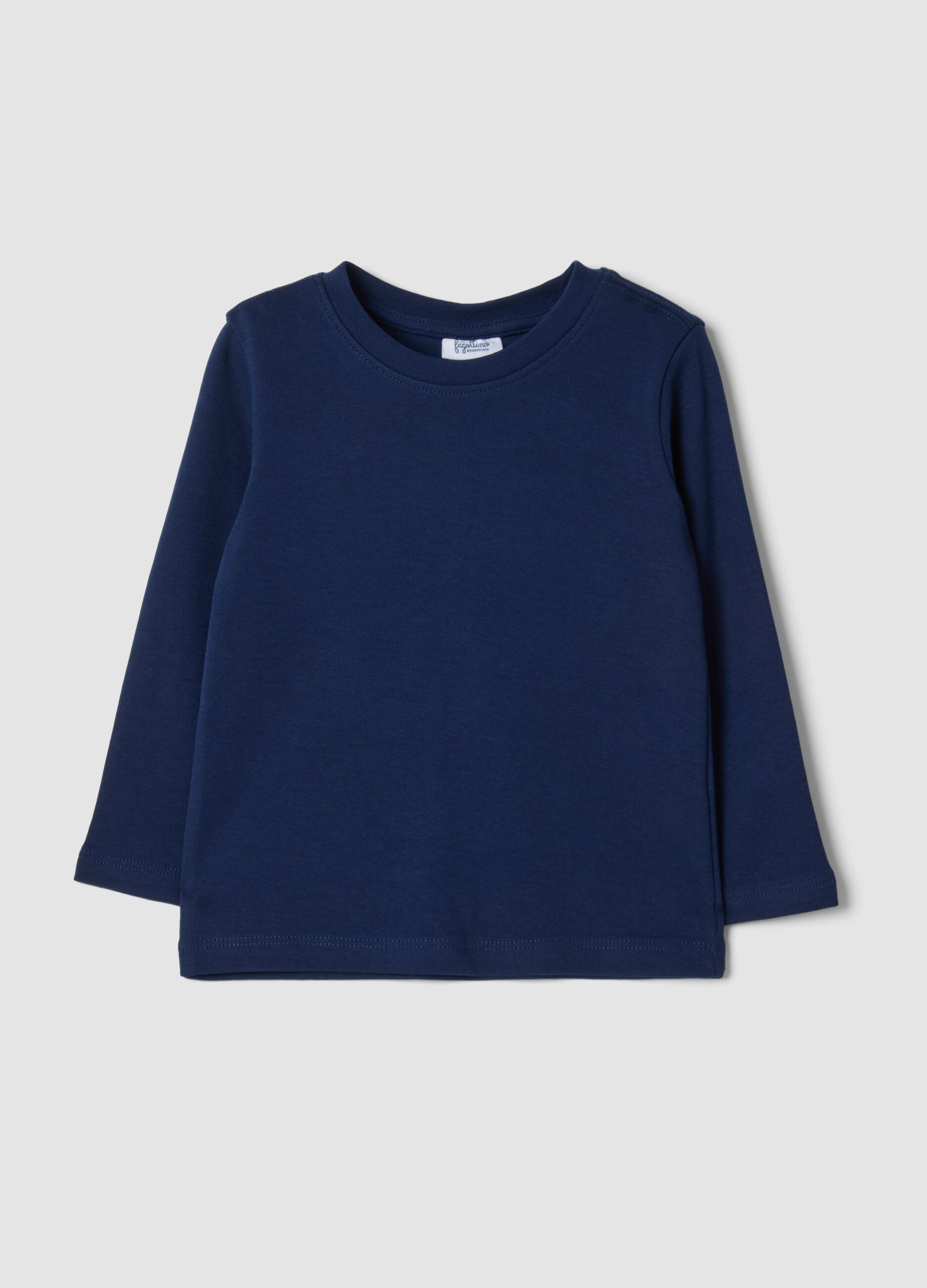 Maglietta blu navy in puro cotone organico con girocollo