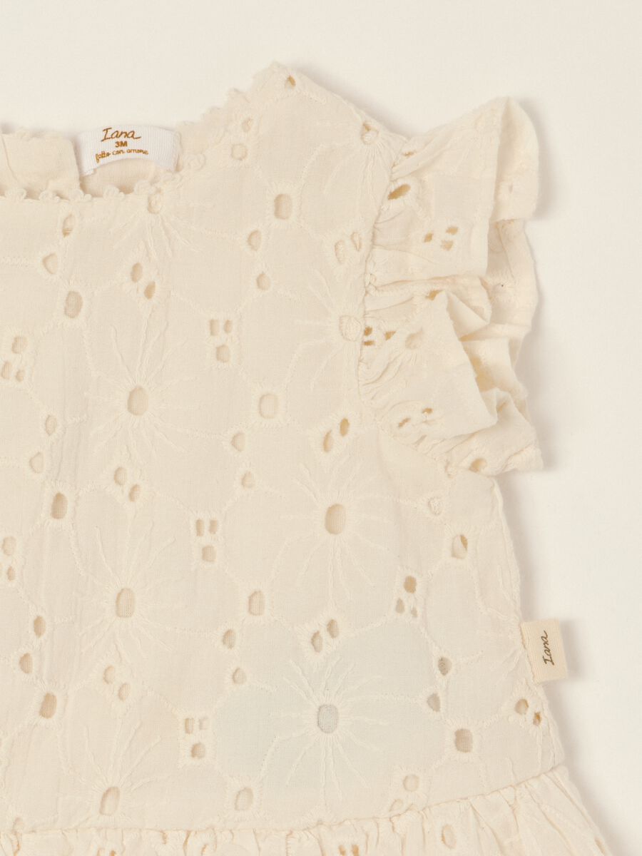 White broderie anglaise pure cotton baby girl set with ruffles_2