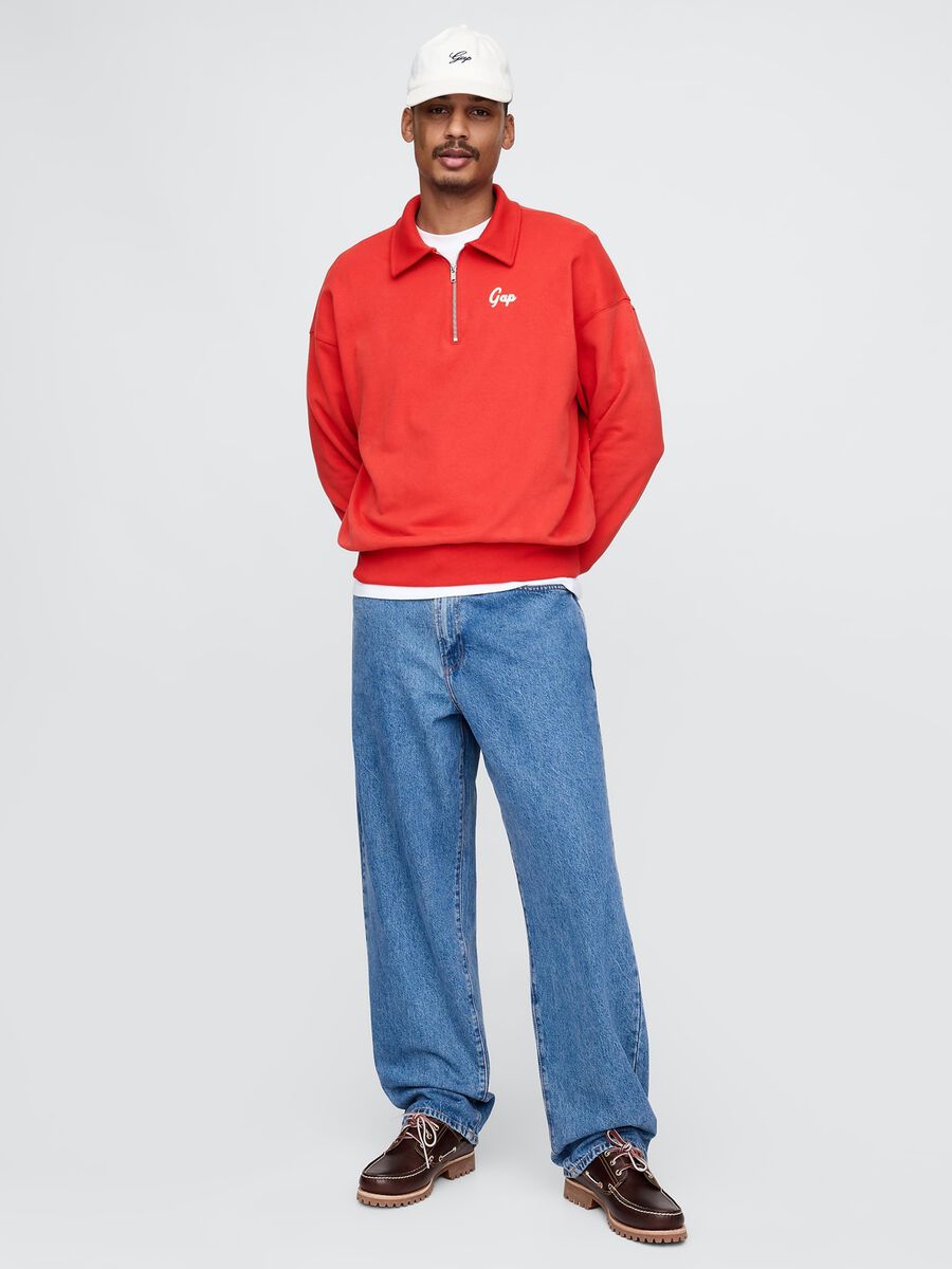 Red Gap Sweatshirt with Collar and Zip_1