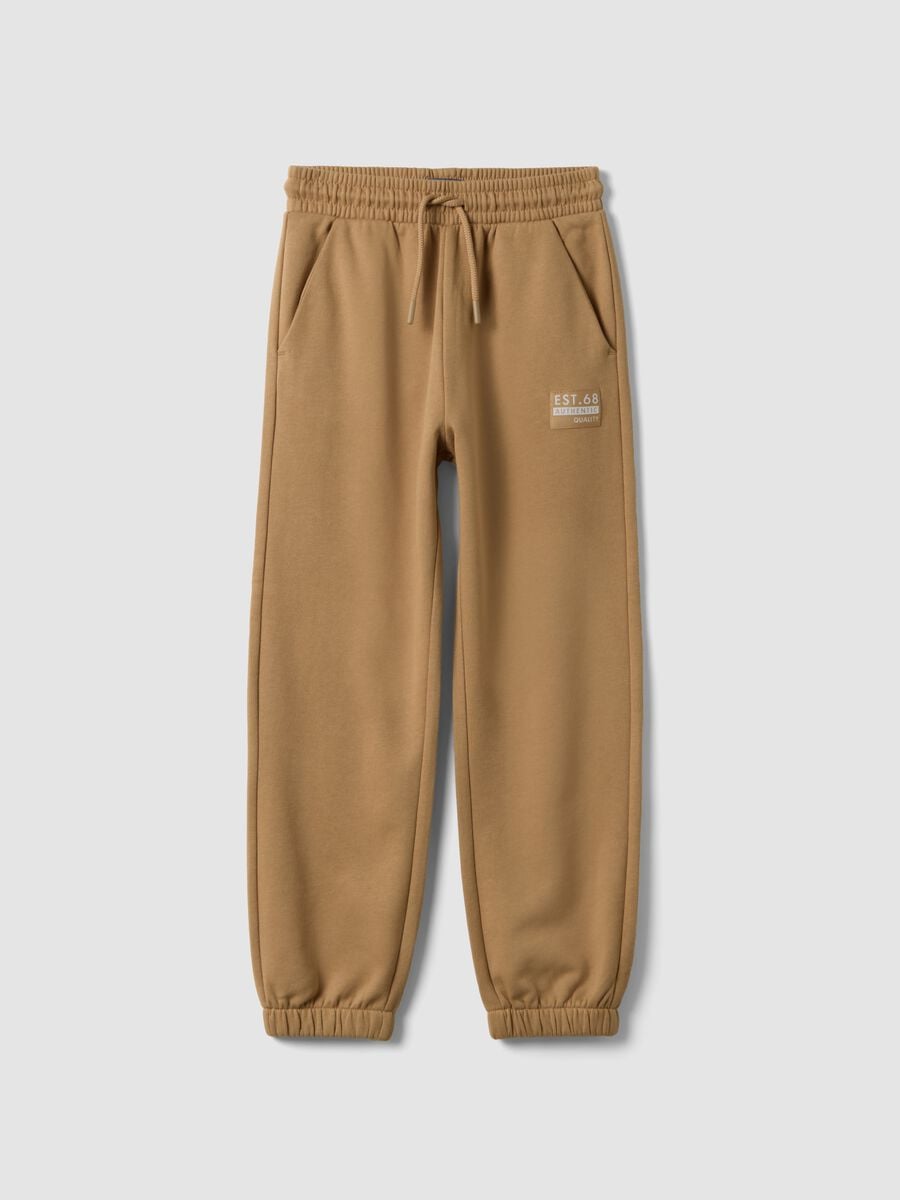 Pantaloni jogger marroni in puro cotone regular fit_0