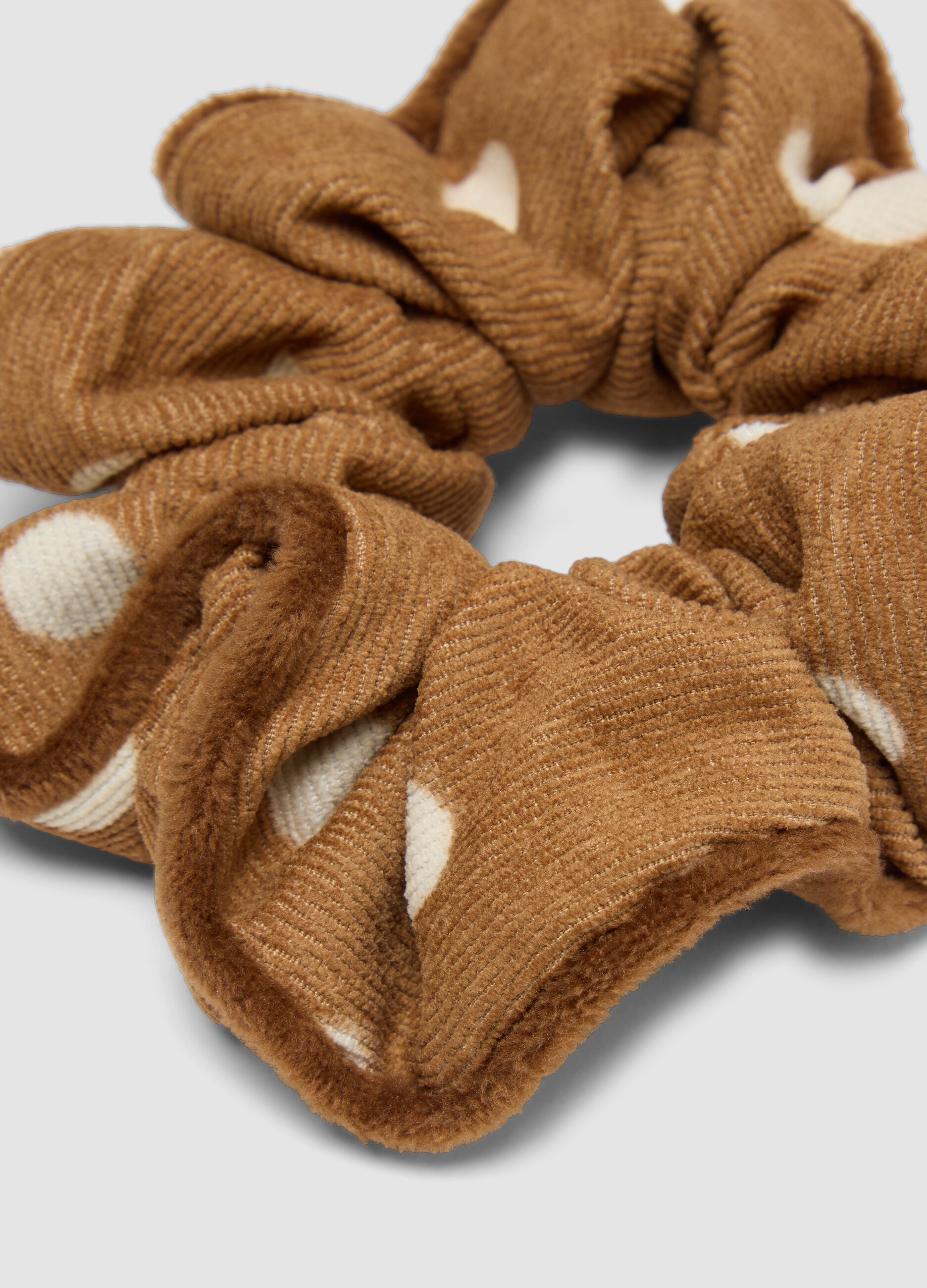 Brown polka-dot scrunchie