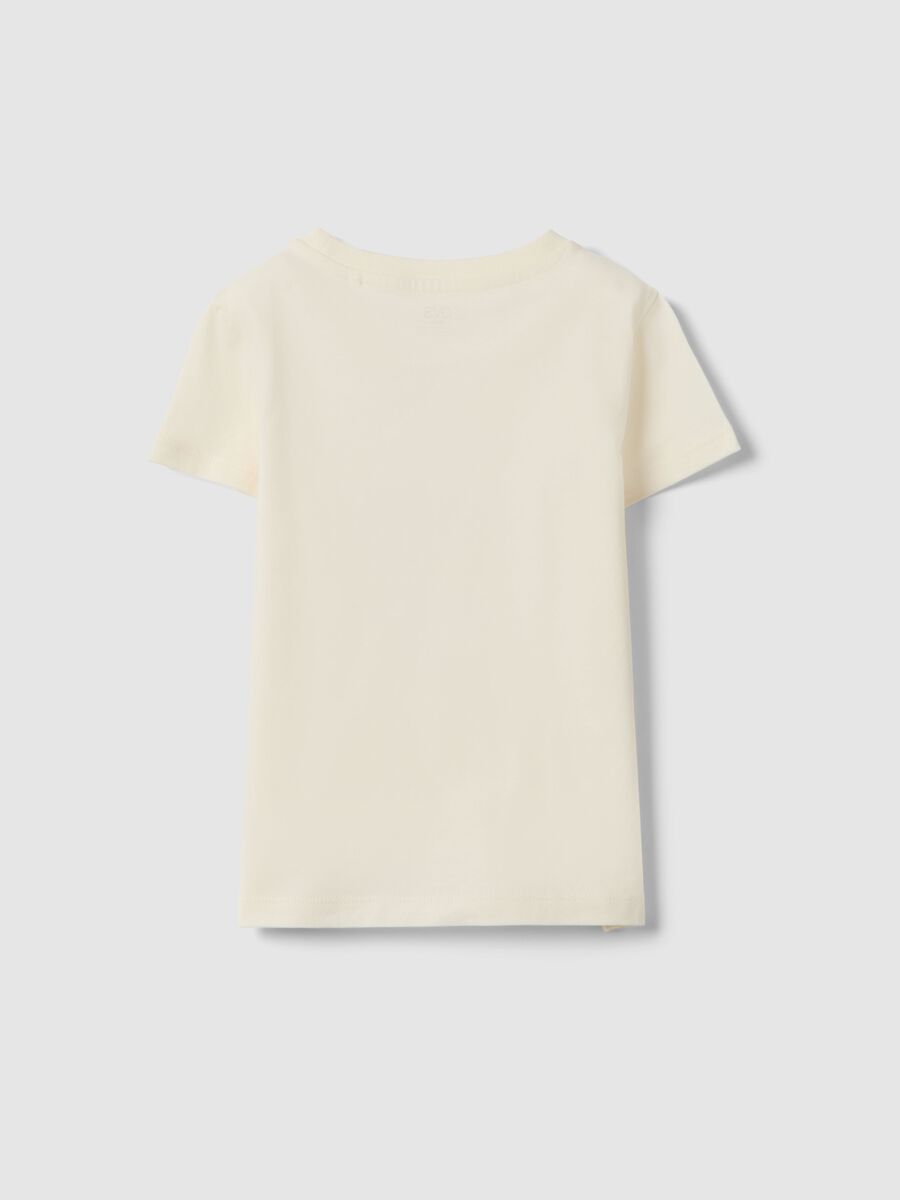 T-shirt in puro cotone beige regular fit con stampa per bambina_1