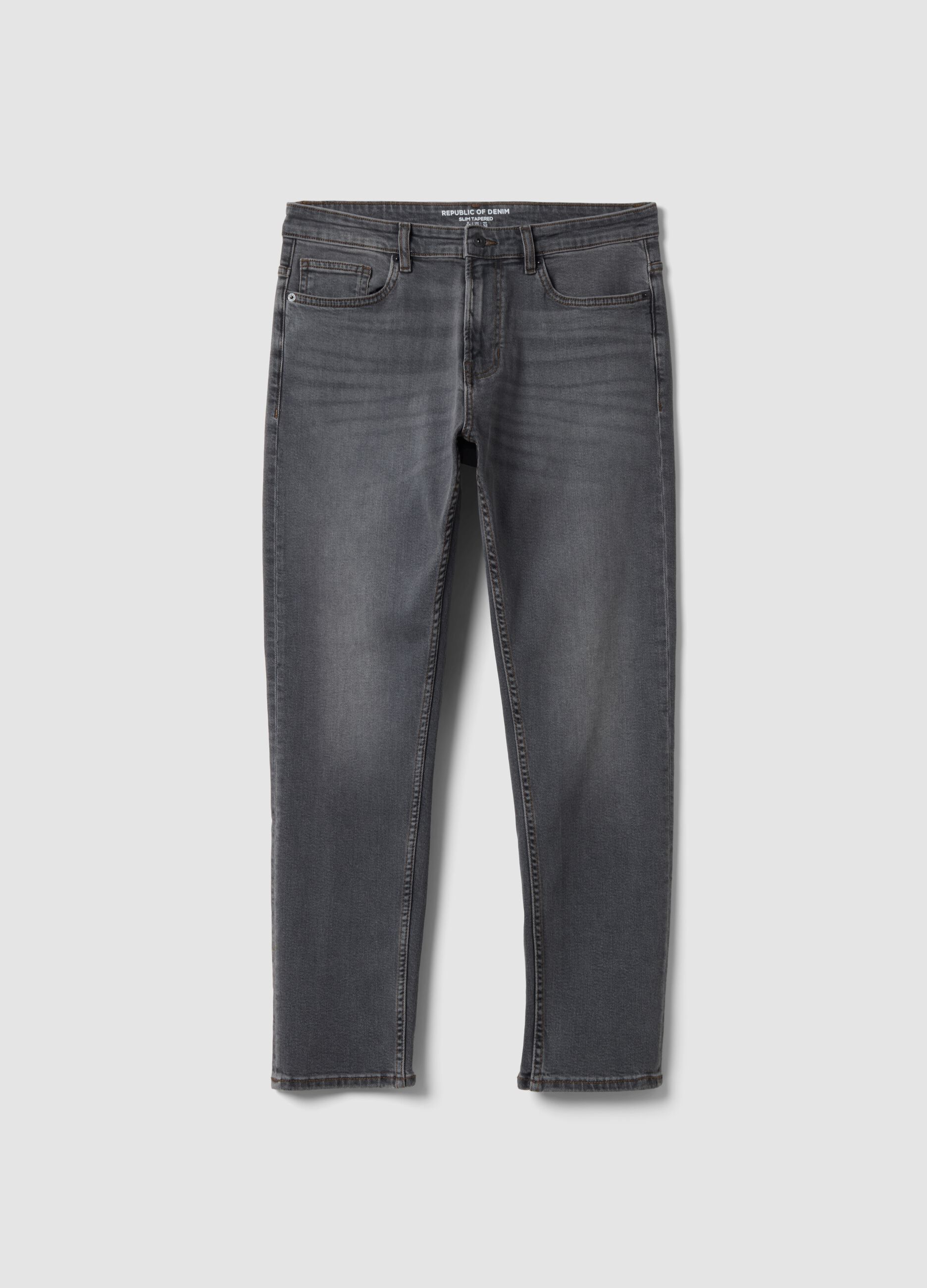 Grey slim-fit stretch cotton jeans