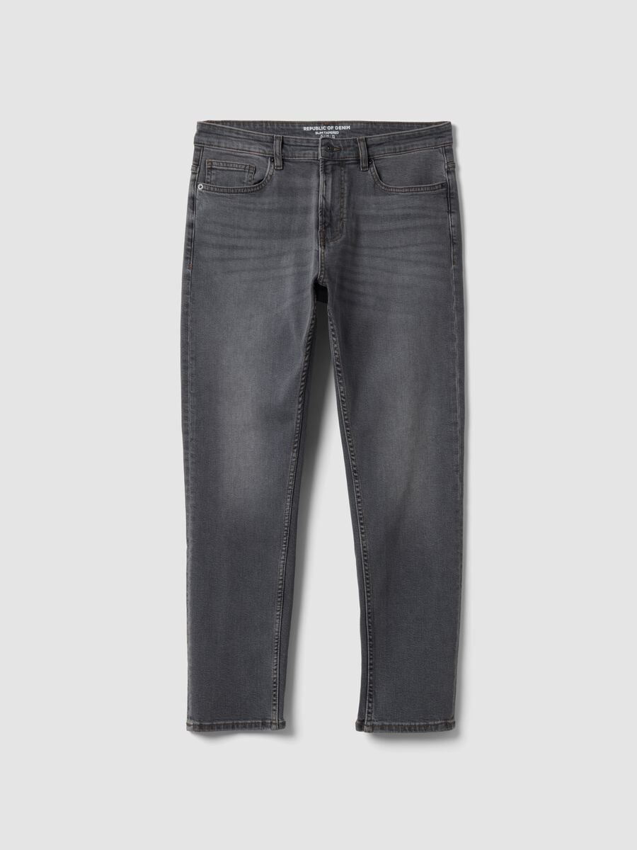 Grey slim-fit stretch cotton jeans_4
