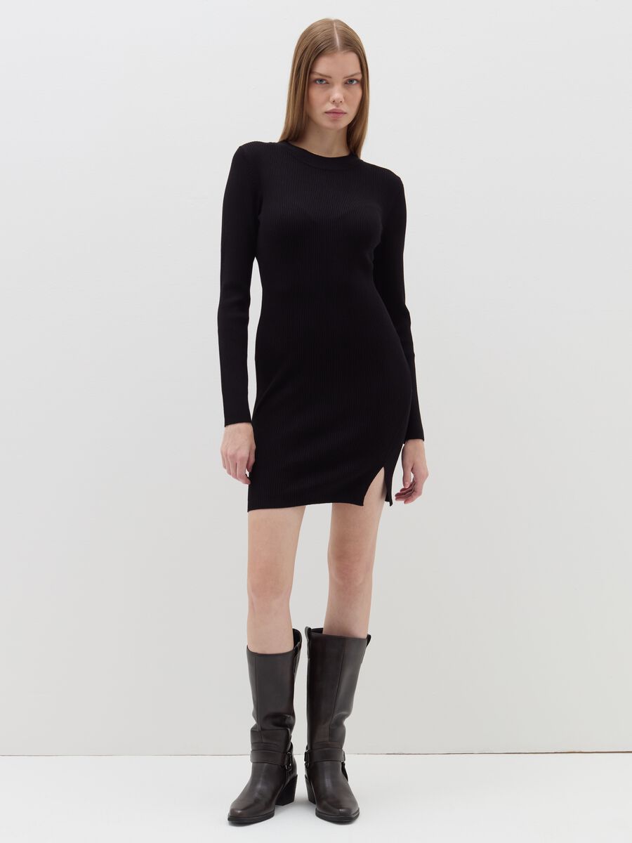 Vestito corto a costine_0