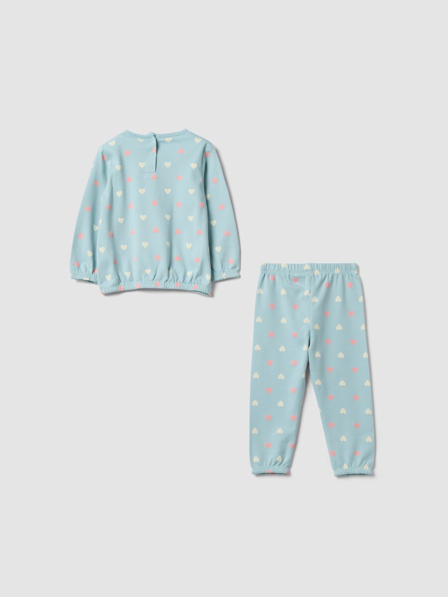 Pigiama azzurro in puro cotone organico con fantasia per neonata_1