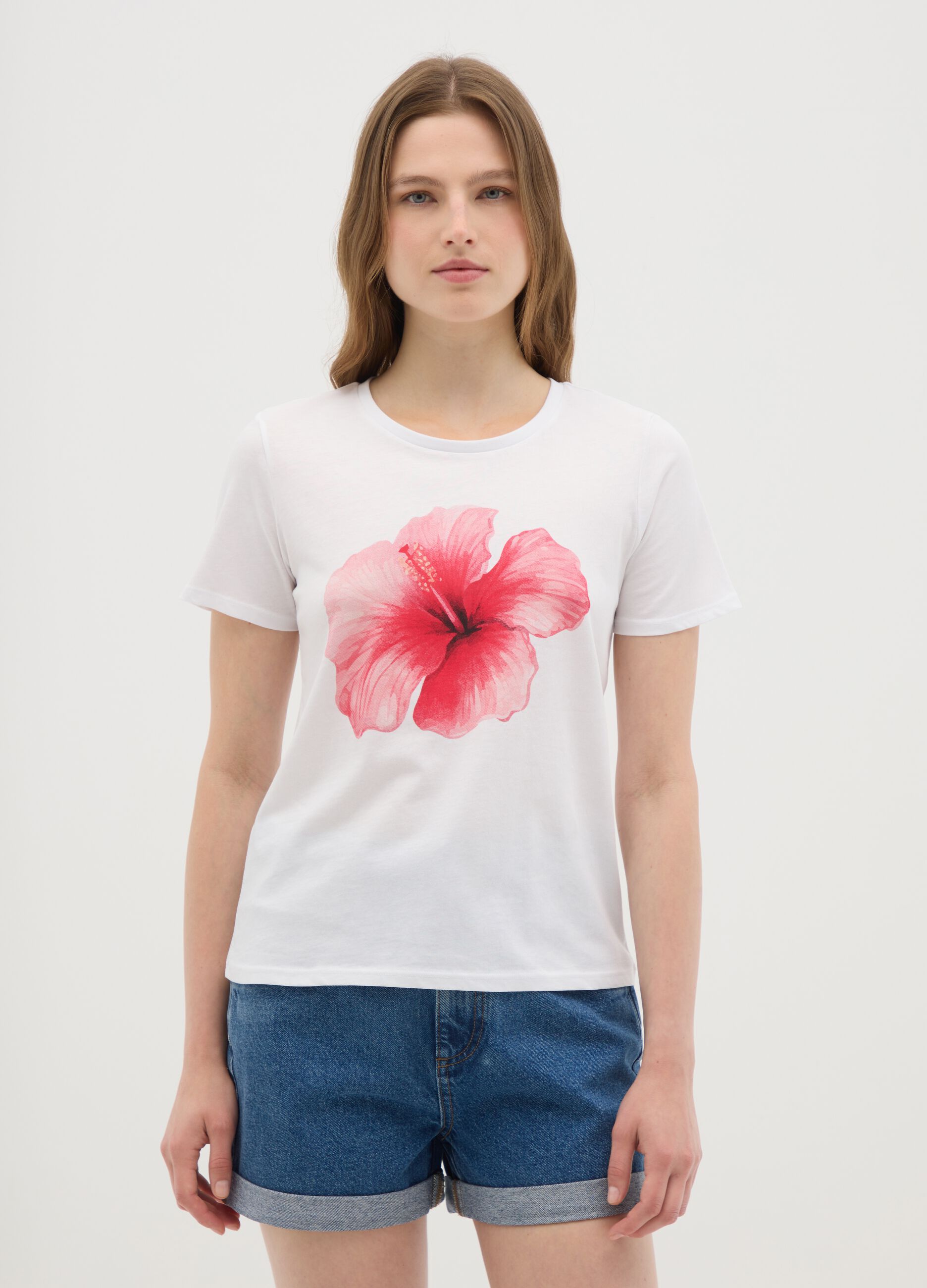 Women's multicolour pure cotton T-shirt with regular fit