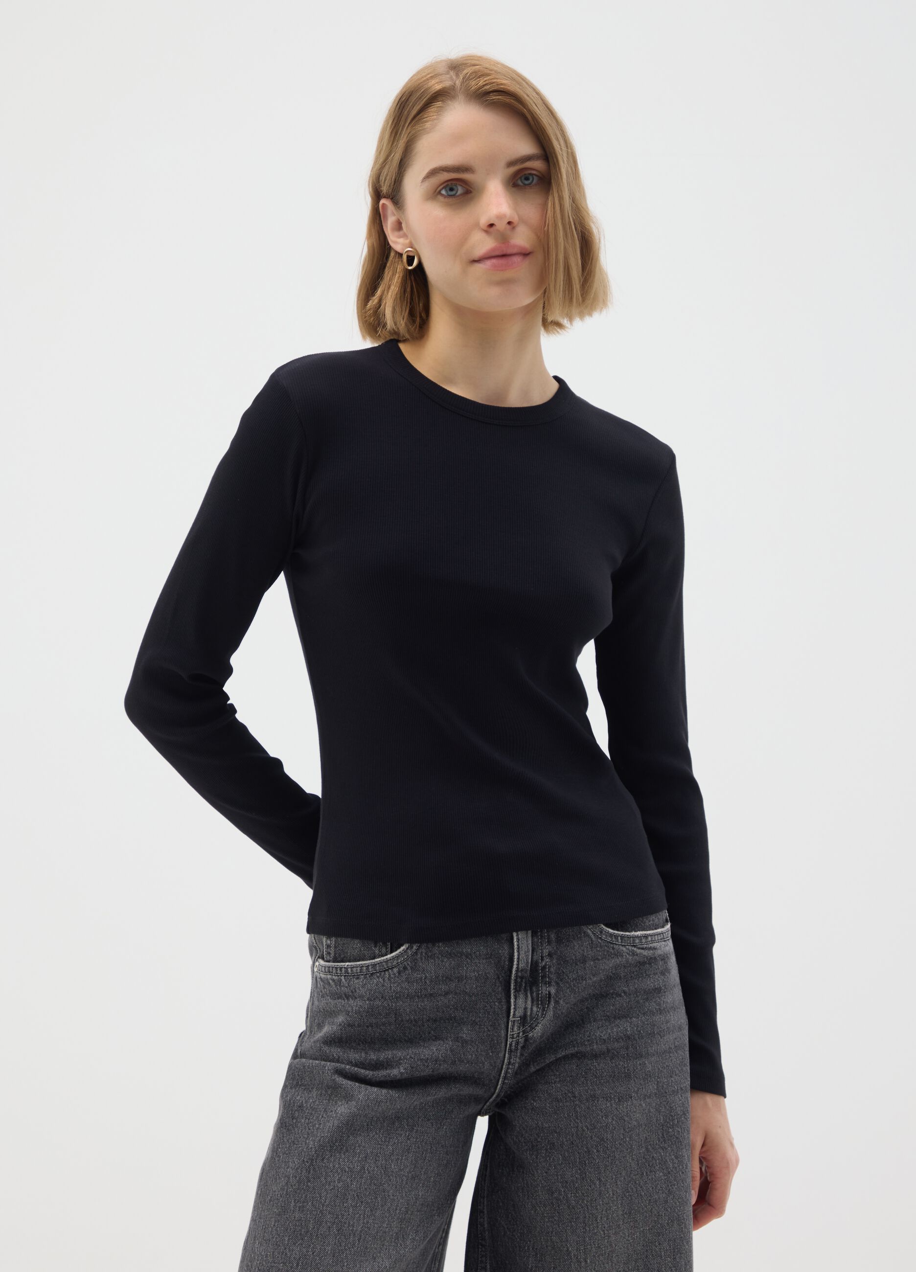 Black pure cotton regular fit T-shirt