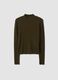 Maglia verde in misto viscosa a coste con collo rialzato_4