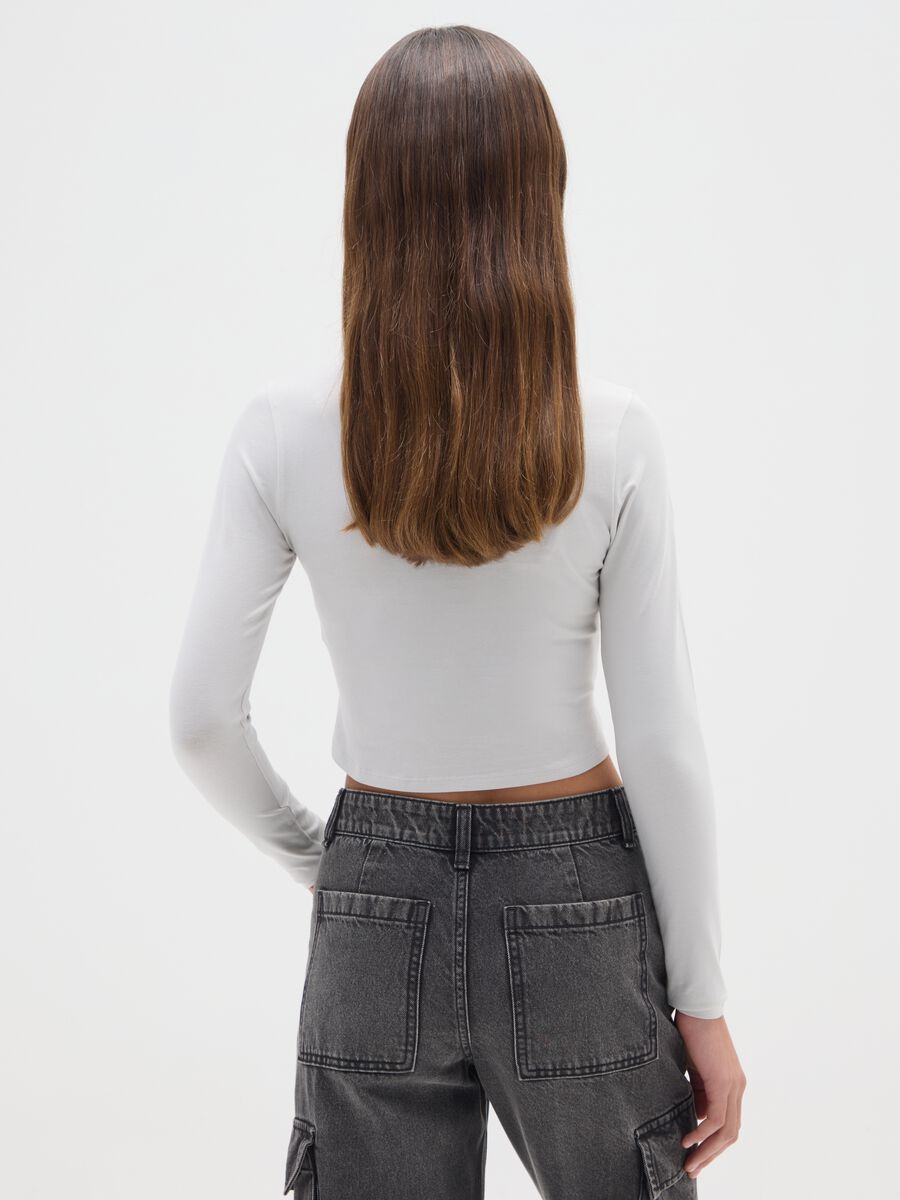 Maglia da ragazze in cotone elasticizzato bianca regular fit_1