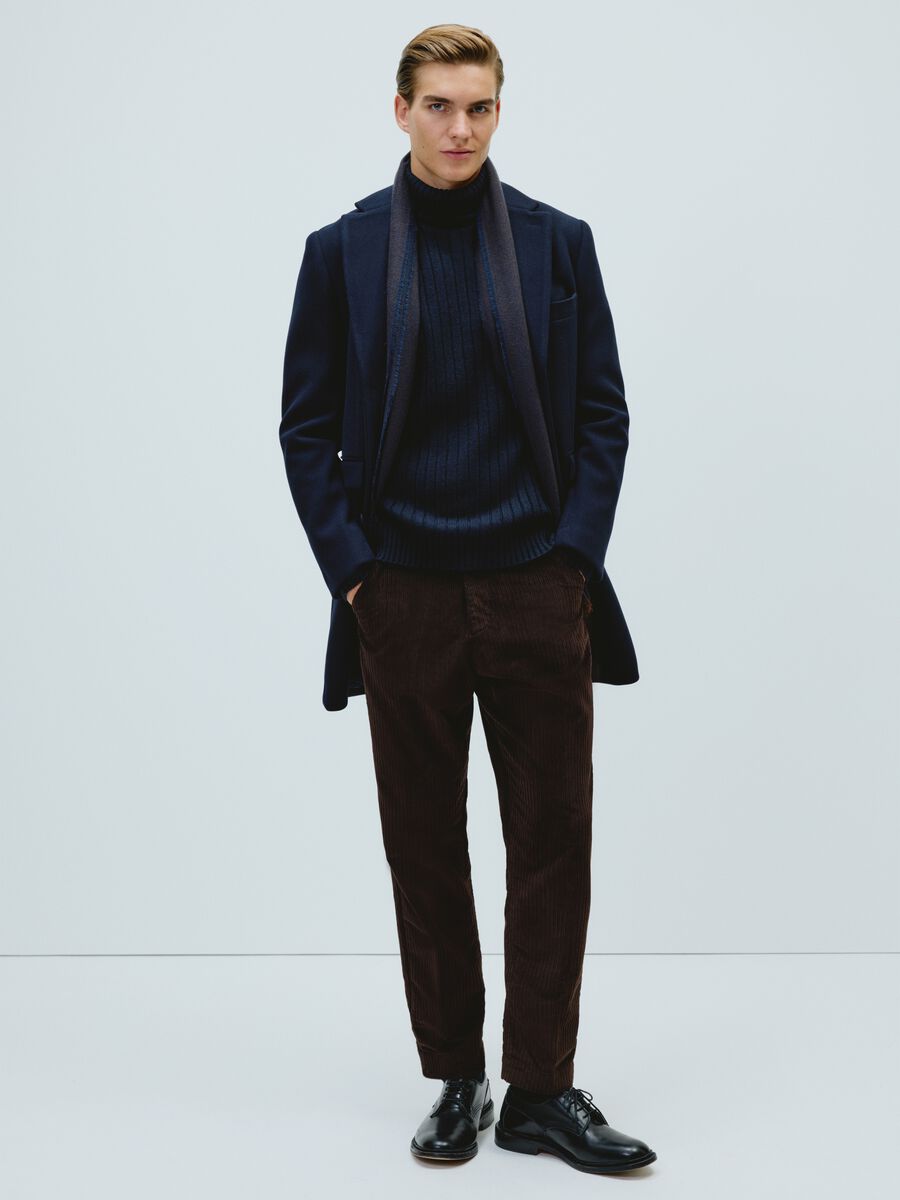 Blue Regular Fit Coat with Buttons_0