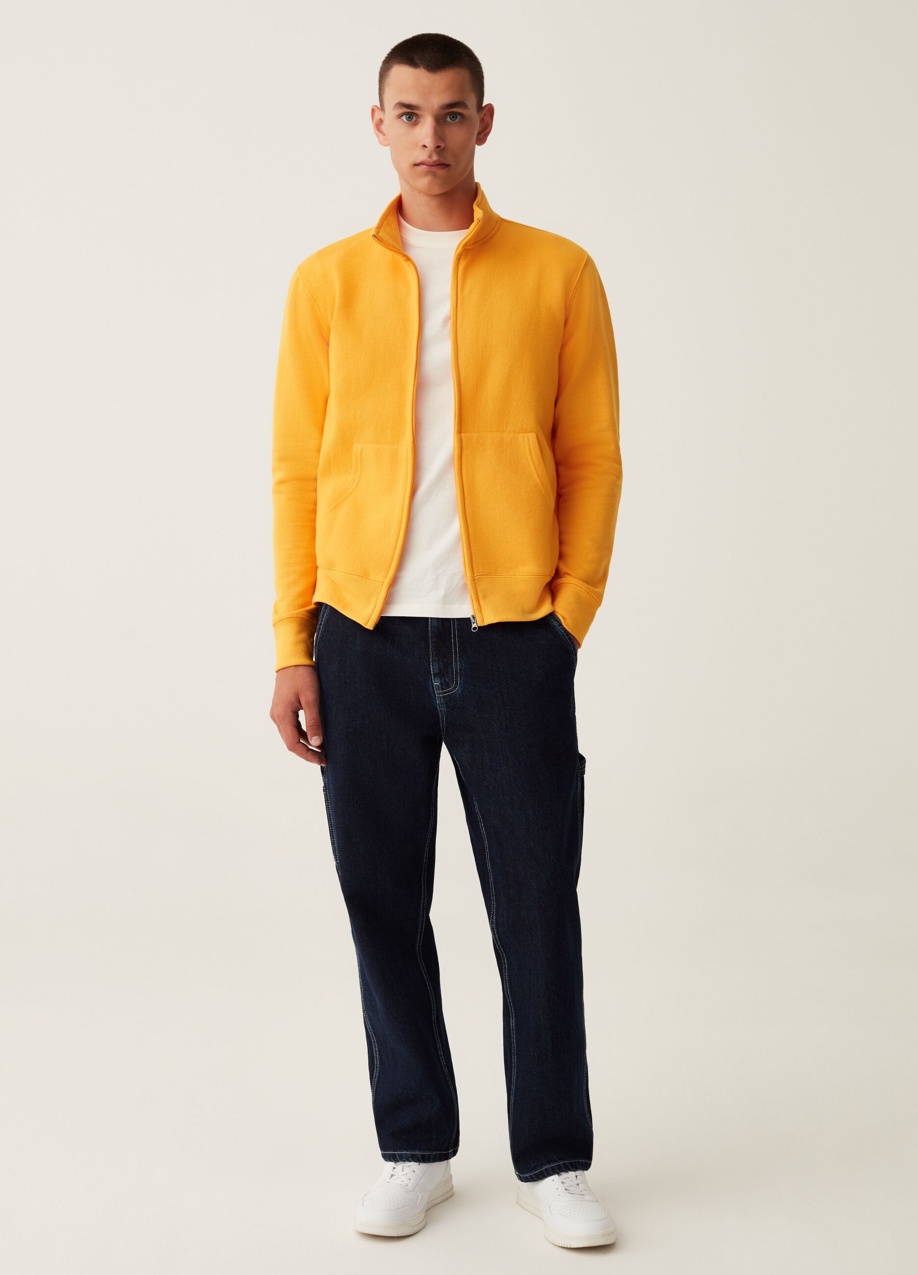 Full-zip in felpa a collo alto_0