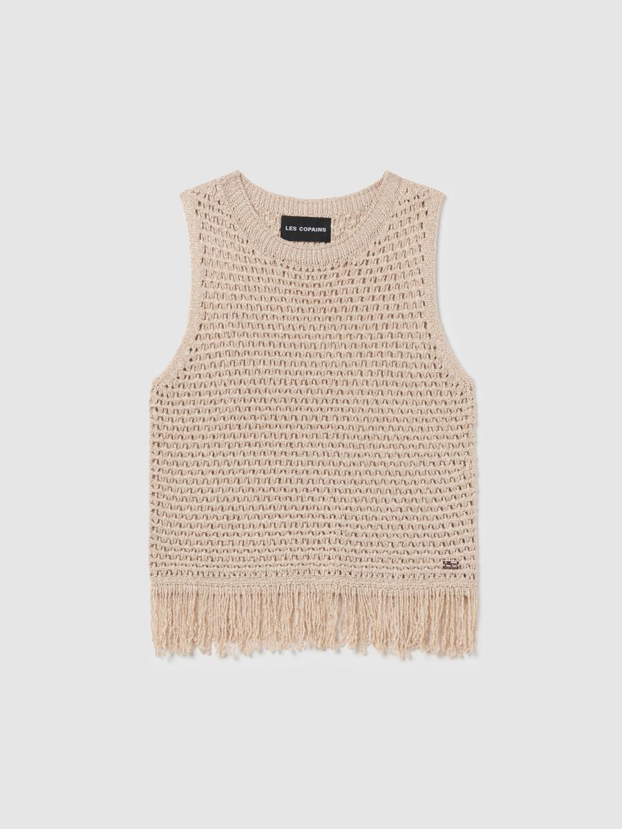 Crochet tank top in lurex with fringes_4