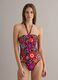 Multicolour stretch fabric swimsuit_0