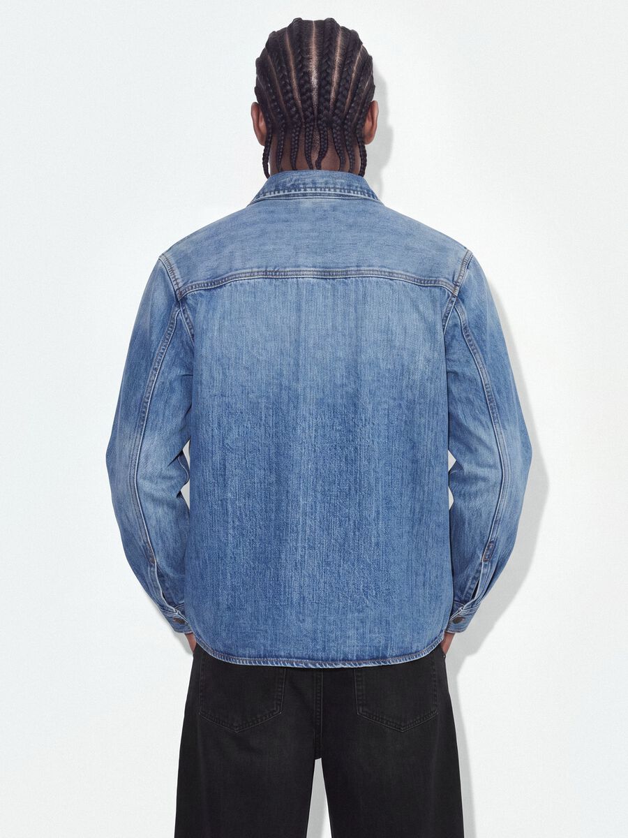 Camicia blu in denim in puro cotone regular fit_3