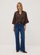 Blusa marrone in misto viscosa regular fit con collo coreano_1