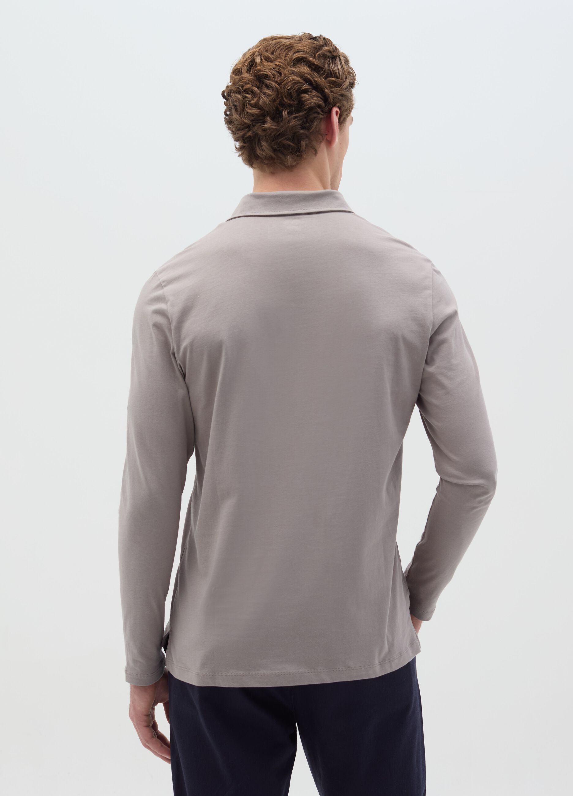 Polo in cotone a maniche lunghe