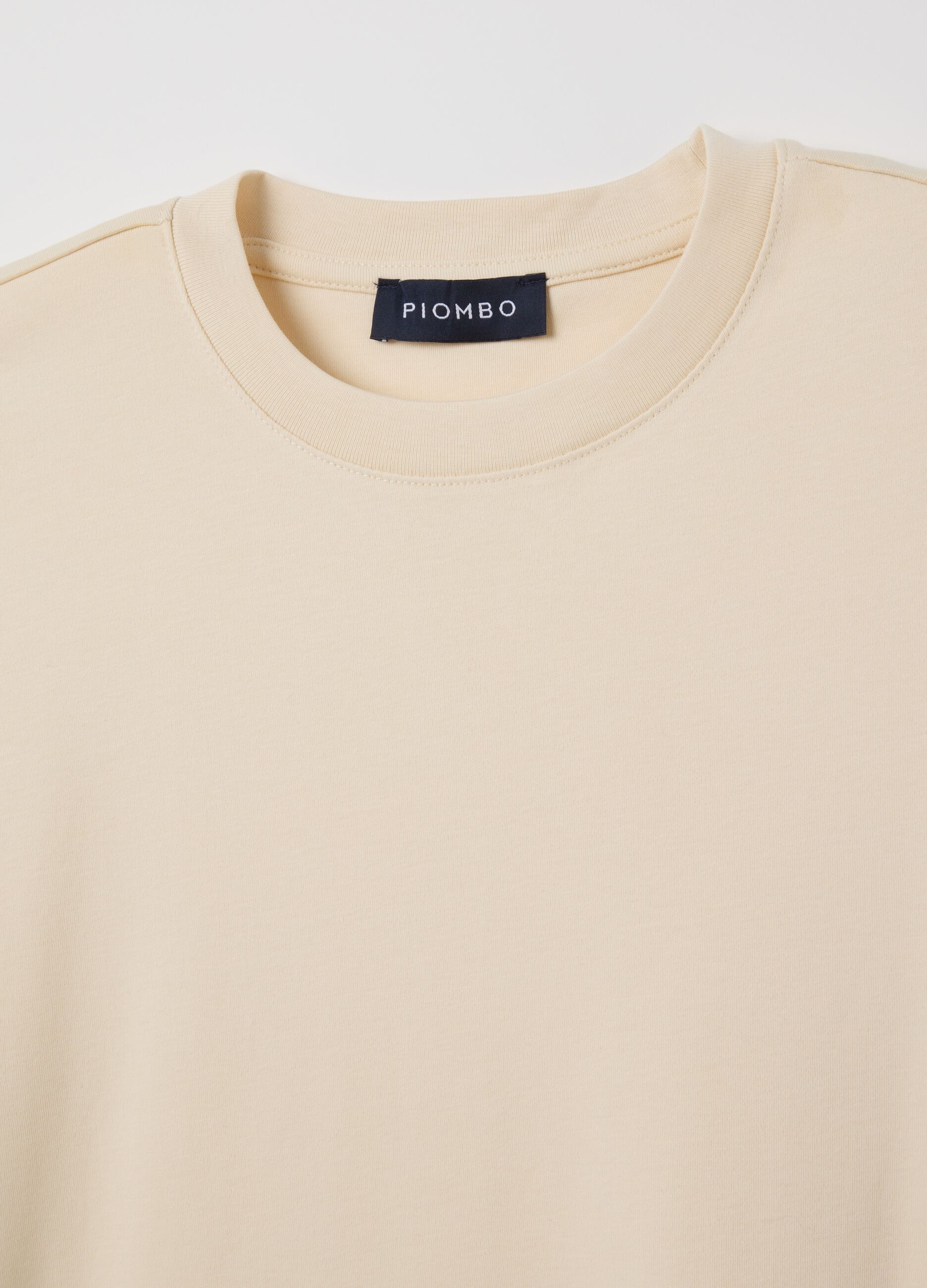 Beige pure cotton regular fit T-shirt